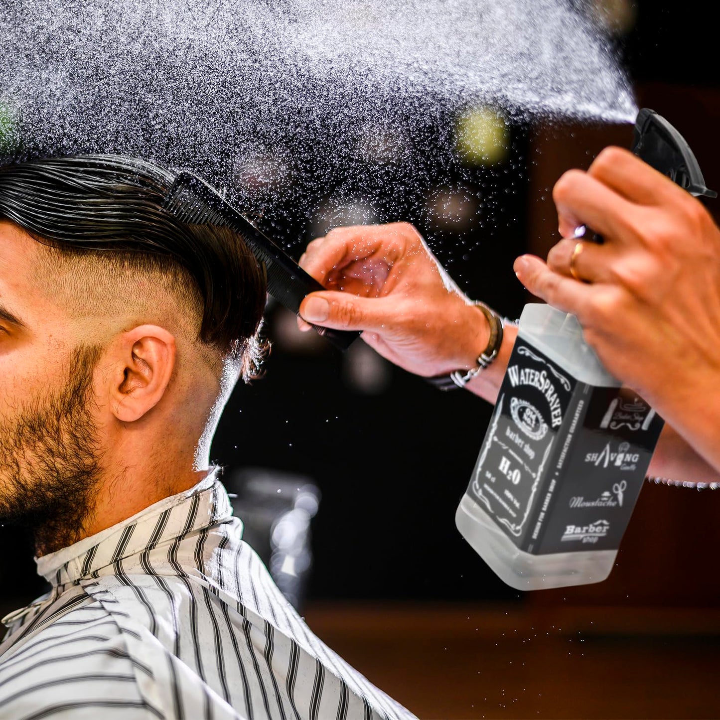 STUDIO LIMITED Barber Spray Bottle Barber Stylist Fine Mist Sprayer Refillable Hair Spray Bottles Mist (Barber Shop Clear 500ml/16.9oz)