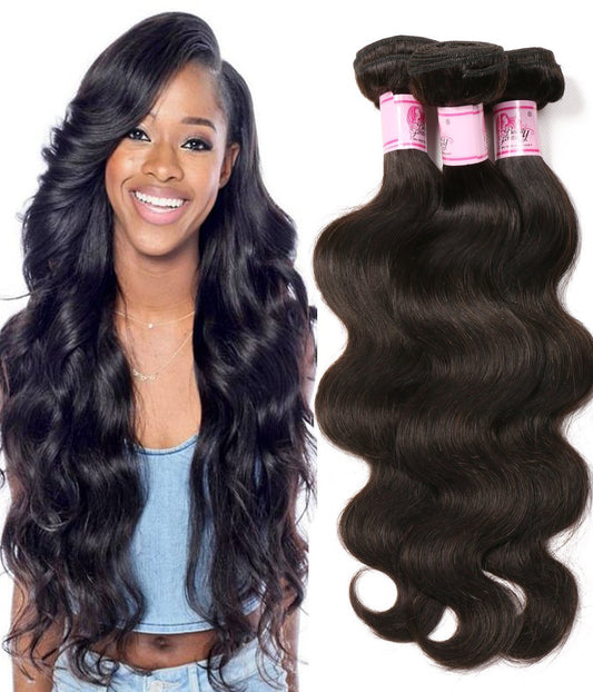 Beauty Forever Indian Body Wave Hair 3 Bundles Hair Extensions 100% Unprocessed Human Virgin Hair Weaves Natural Color 95-100g/pc (8 10 12)