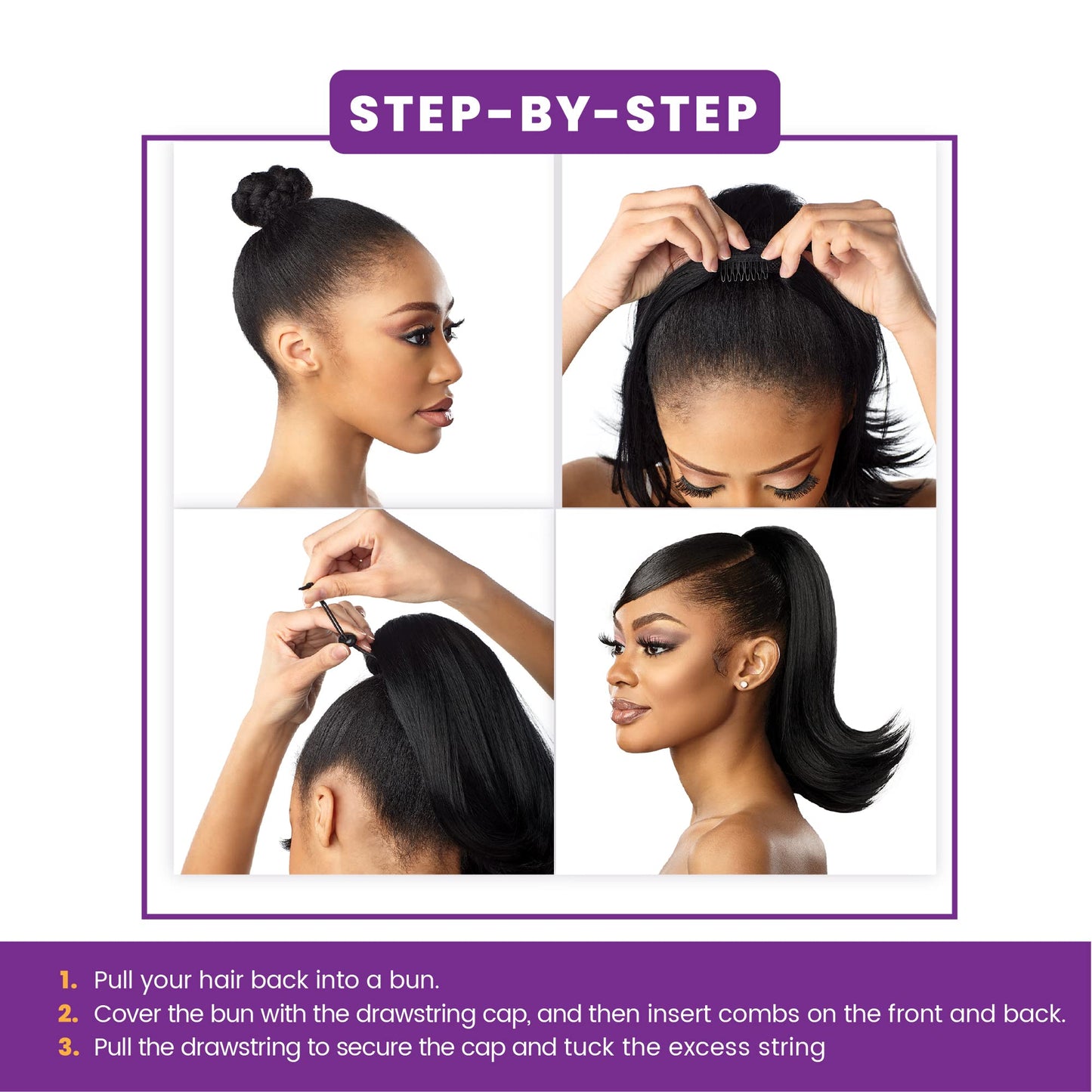 Sensationnel Lulu Pony tail drawstring - Lulu Pony Wini high heat synthetic yaki pony tail or up do wig piece - Lulu Pony Wini (F1B/30)