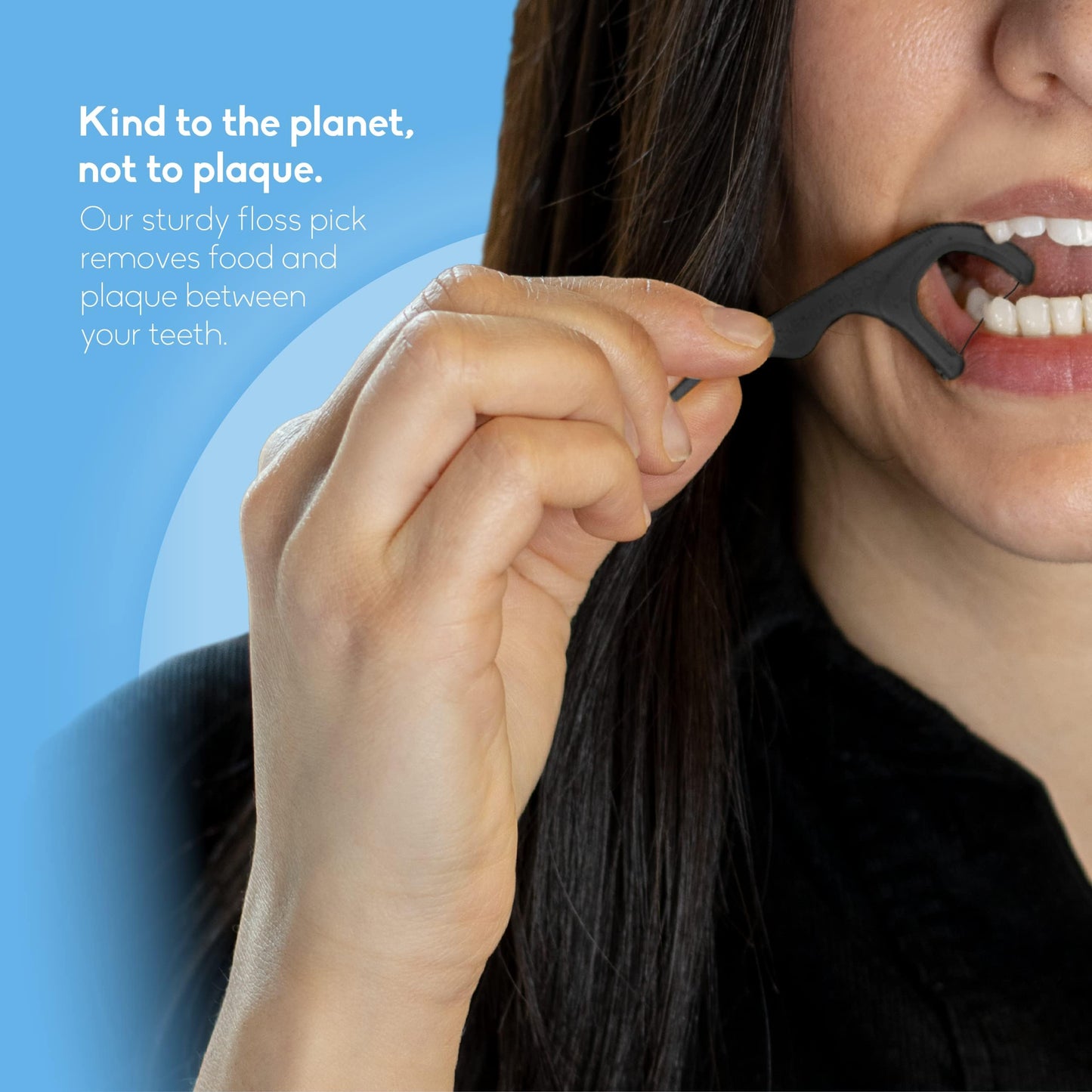 The Humble Co. Floss Picks (200 Count) – Plant Based Dental Floss Picks for Superior Oral Care, Dental Hygiene, and Gum Health, Cruelty Free Tooth Floss Picks (Charcoal, Single Thread)