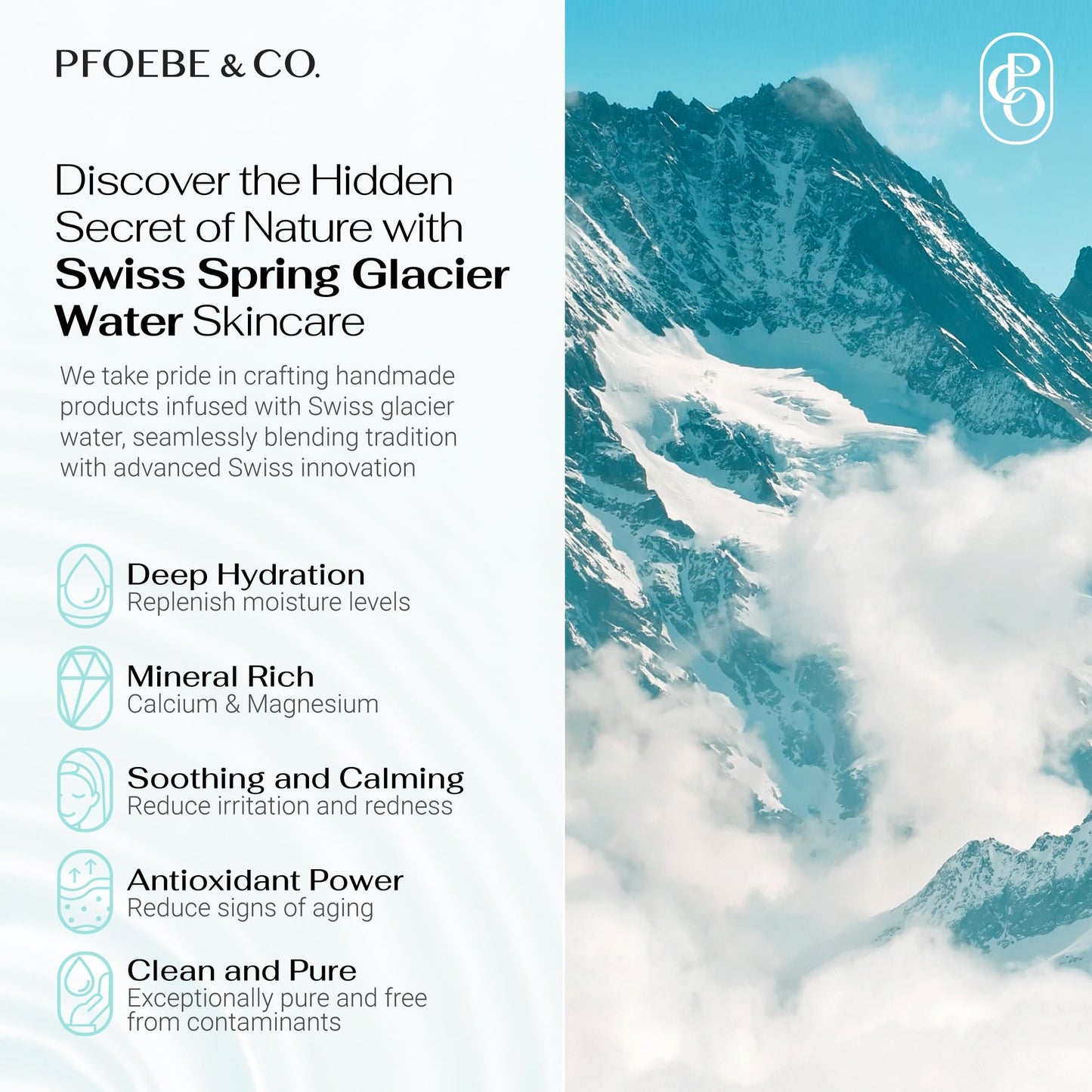 Pfoebe & Co. Peptide Reconstruction Cream | Face, Neck, Jawline, Decolletage | Swiss Glacier Water Infused | Firm & Tighten | Deep Care for Sun Damage | Time-Defying Hydration | Radiant Skin - 50ml