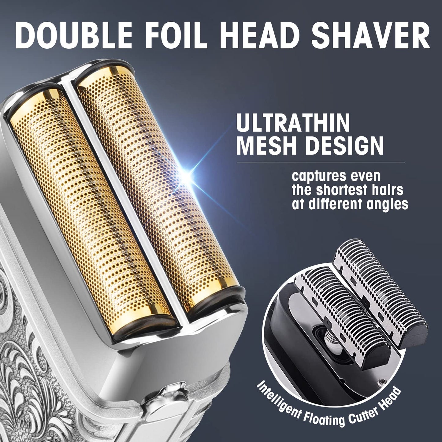 RESUXI Mens Clippers and Grooming Set,Professional Hair Clippers and Shavers for Men,Electric Razor and Cordless T BladeTrimmer Kit,Beard Trimmer for Men Barbers Supplies,LCD Display 2 Foil Head