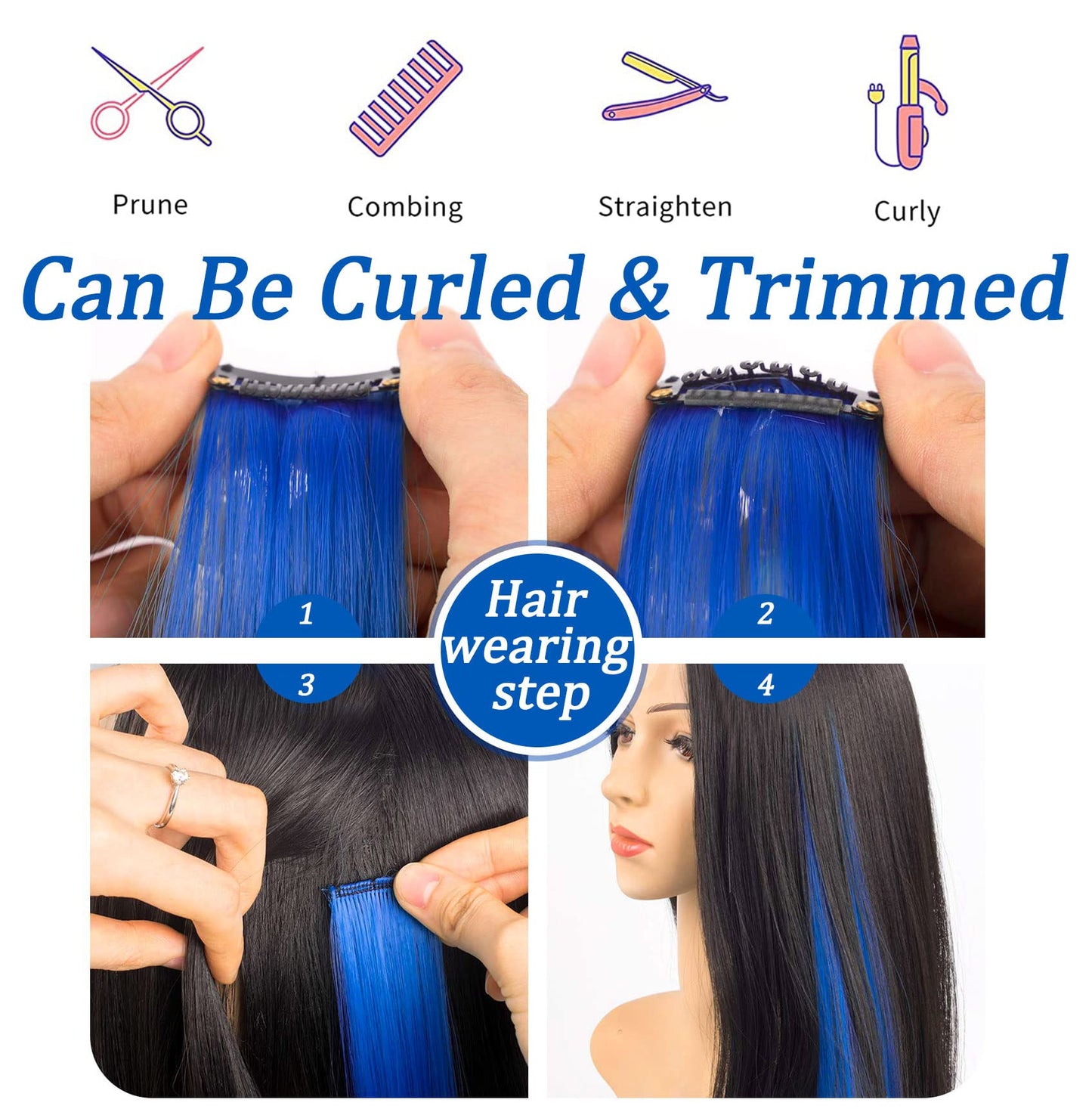 SARARHY 9 Color 18 PCS Multicolored Hair Extensions clip in Kids Highlights 21inch Straight Colored Hair Extension Clip In For Girls and Women Party Rainbow Wig Hairpieces