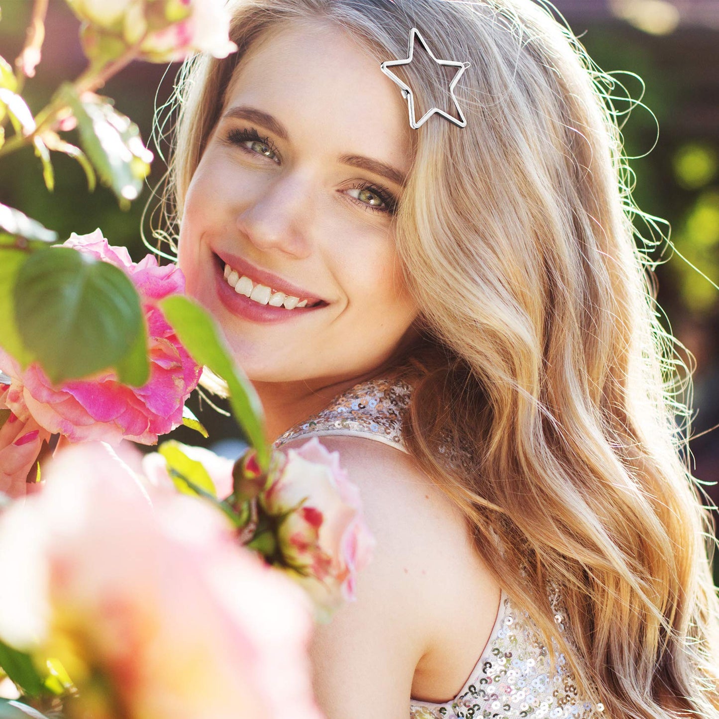 PAGOW 6PCS Star Hair Clips Hollow Metal Snap Barrettes Silver Gold Geometric Valentine Hair Pins Prom Enagement Wedding Styling y2k Accessories for Women Girls