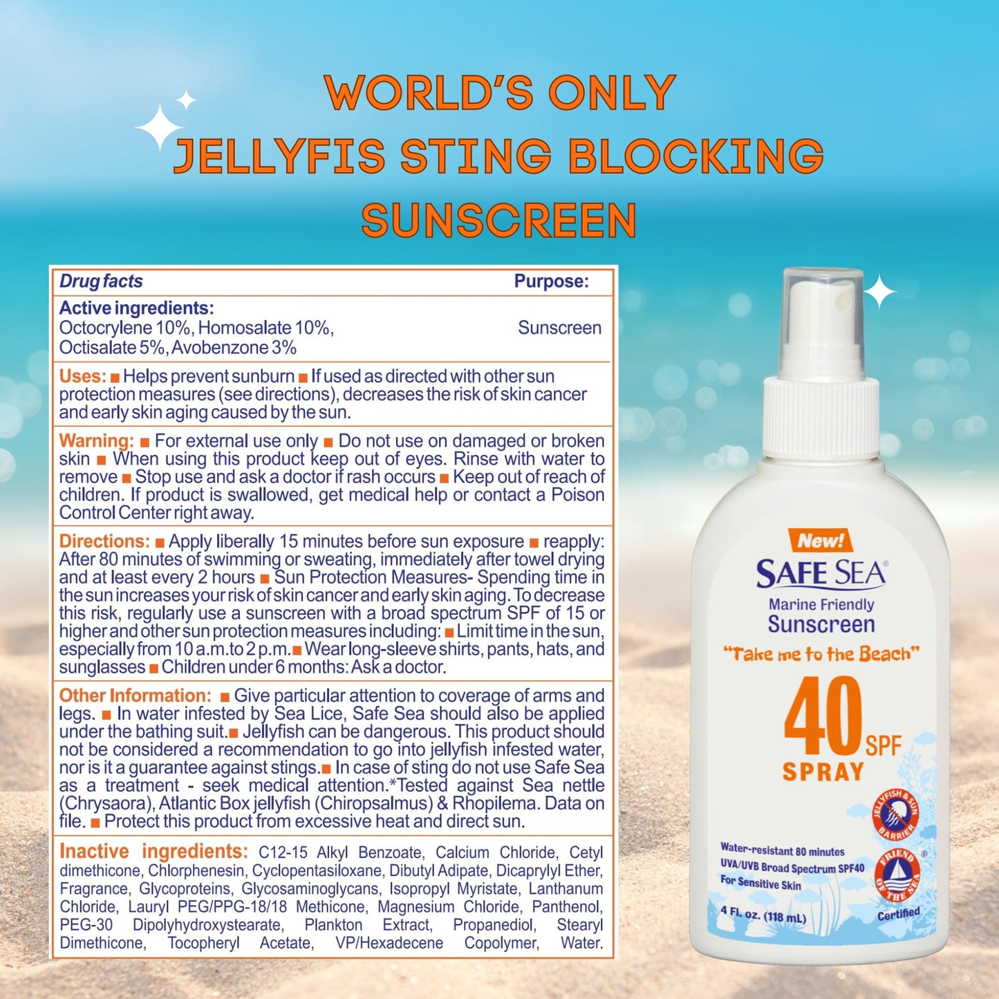 Safe Sea Anti-Jellyfish Sting Protective Lotion - Sunscreen - Sunblock - Sea Lice - Jelly Fish - 50SPF Adults (SPF50 + SPF40)