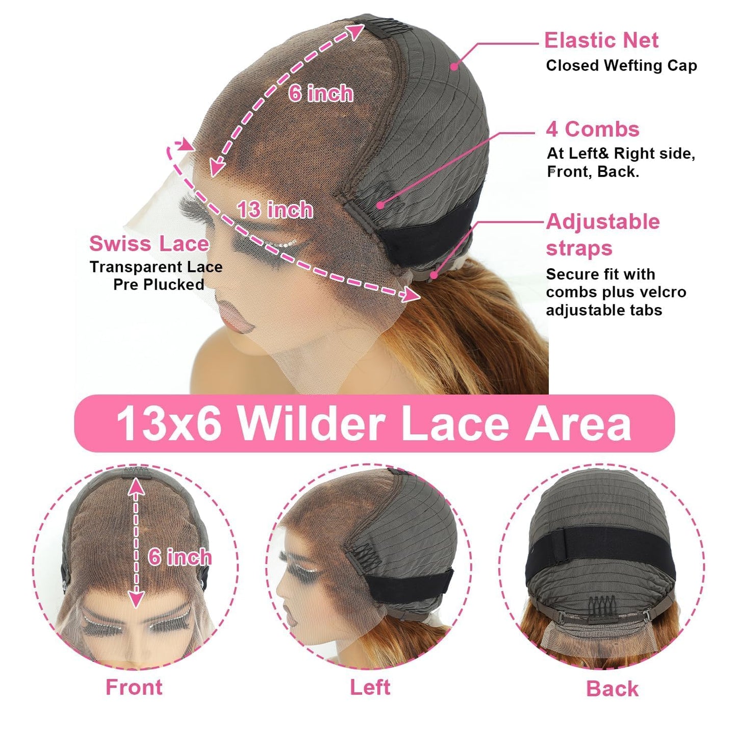 Smilenice 13x6 Highlight Ombre Deep Wave Lace Front Wigs Human Hair Pre Plucked 220% Density 4/27 Colored Honey Blonde Curly Human Hair Wig Glueless HD Transparent Lace Front Wigs for Women 16 Inch