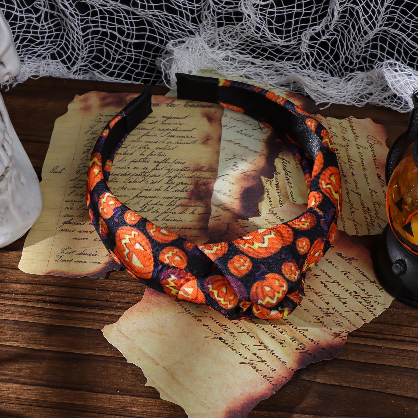 YanJie Pumpkin Hair Accessories: Wide Knotted Headband, Halloween Gifts for Women