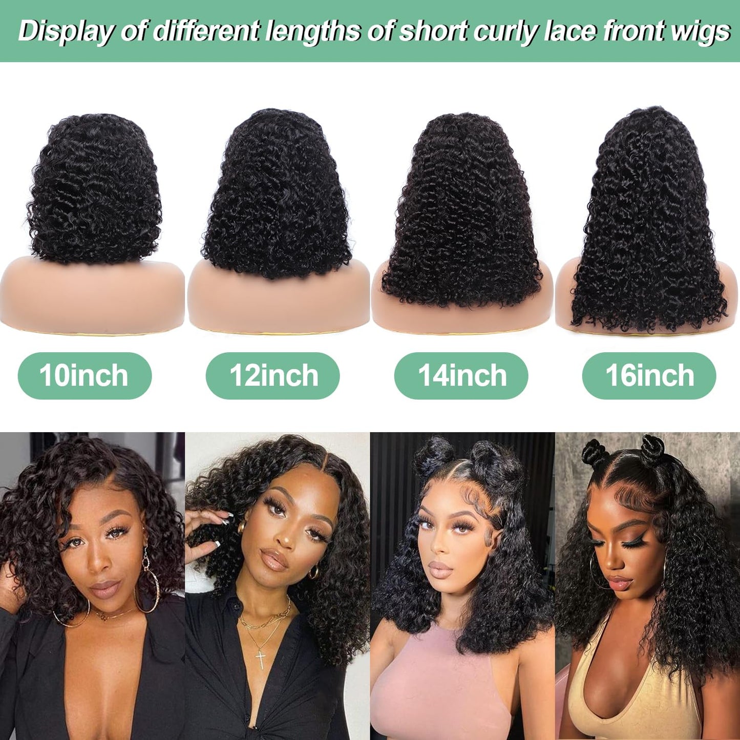 Short Curly Bob Wig Human Hair 13x4 HD Lace Front Wigs Human Hair Pre Plucked Deep Wave Lace Front Wig For Women 180% Density Bleached Knots Short Curly Lace Front Wig Human Hair Natural Color 12 Inch