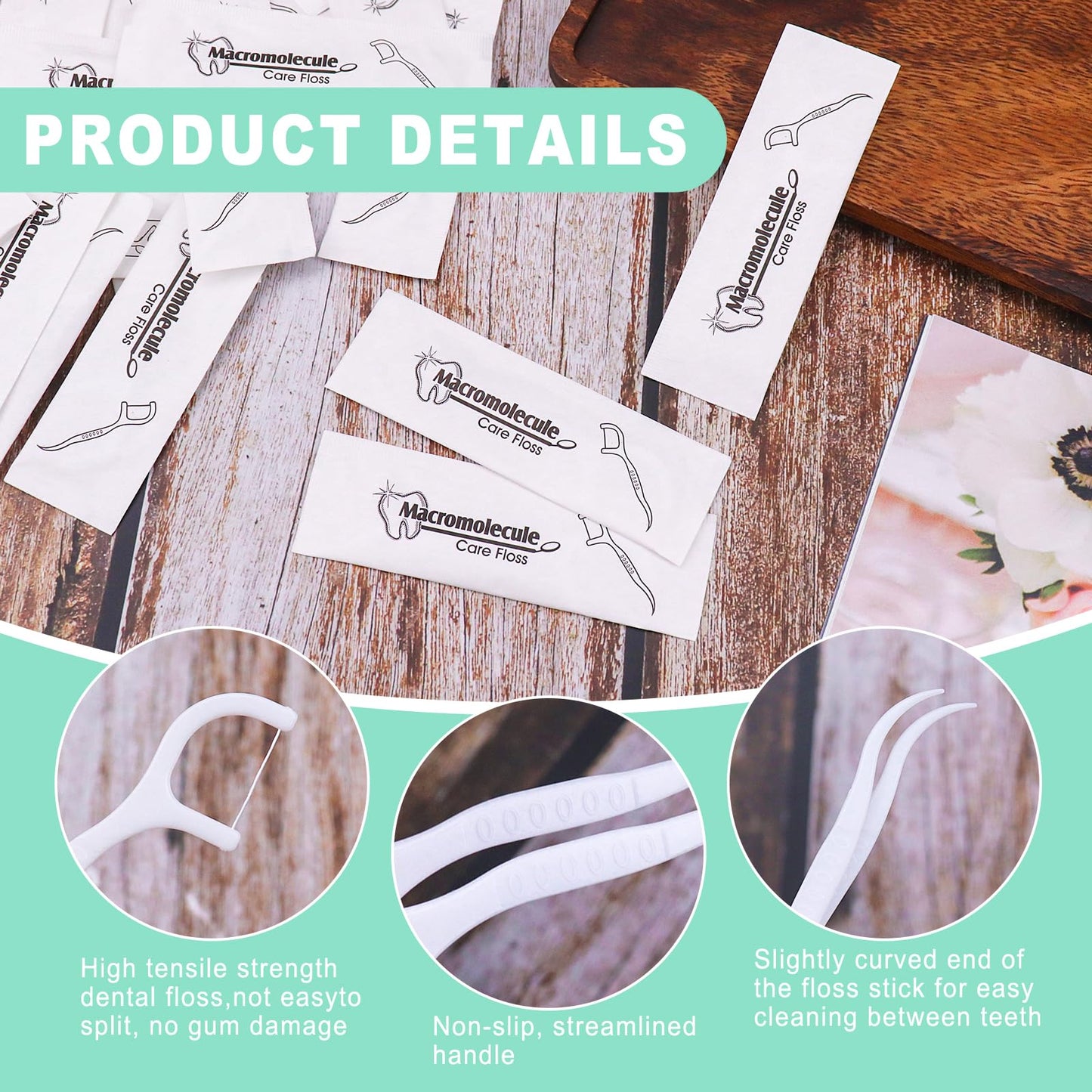 200 Pack Dental Flossers Each Individually Wrapped, Floss Singles Bag, Travel Hotel Restaurant Office Car Dental Floss, Floss Picks Oral Care