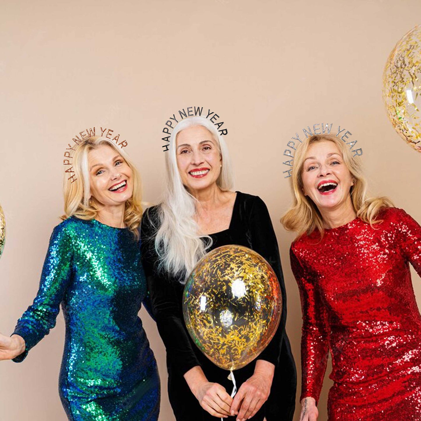 PHALIN Happy New Year Headband for Women (Black)