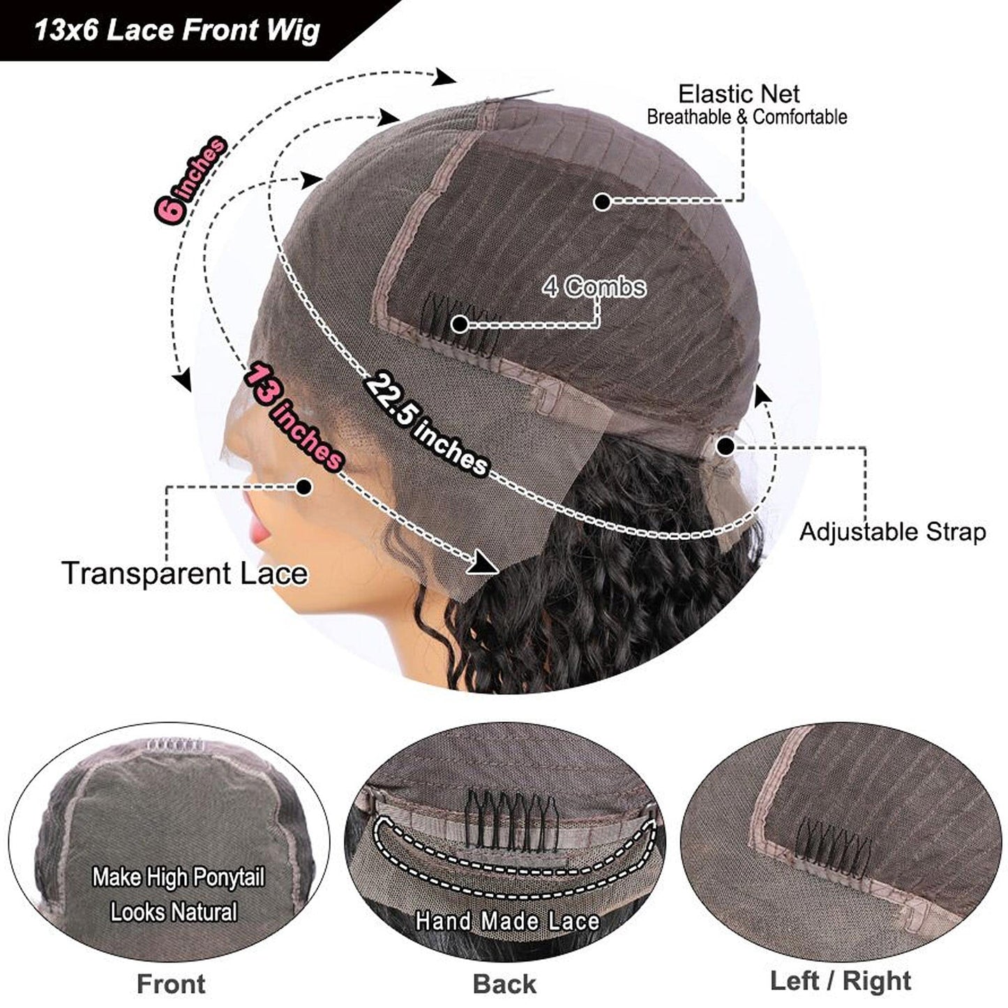 Venice Hair 13x6 Lace Front Human Hair Wigs for Black Women Virgin Curly Human Hair Wigs Short Lace Frontal Wig Pre Plucked with Baby Hair (14 inch, 150% density)