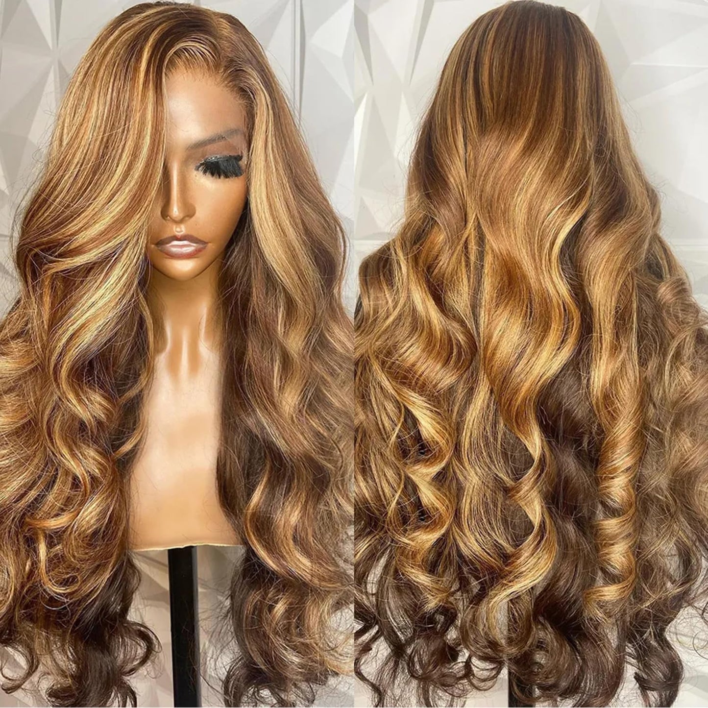 SUNTU Highlight Ombre HD Transparent 13x4 Lace Front Wigs Honey Blonde P4/27 Body Wave Lace Front Wigs Brazilian Human Hair for Black Women Pre Plucked with Baby Hair (16 Inch)