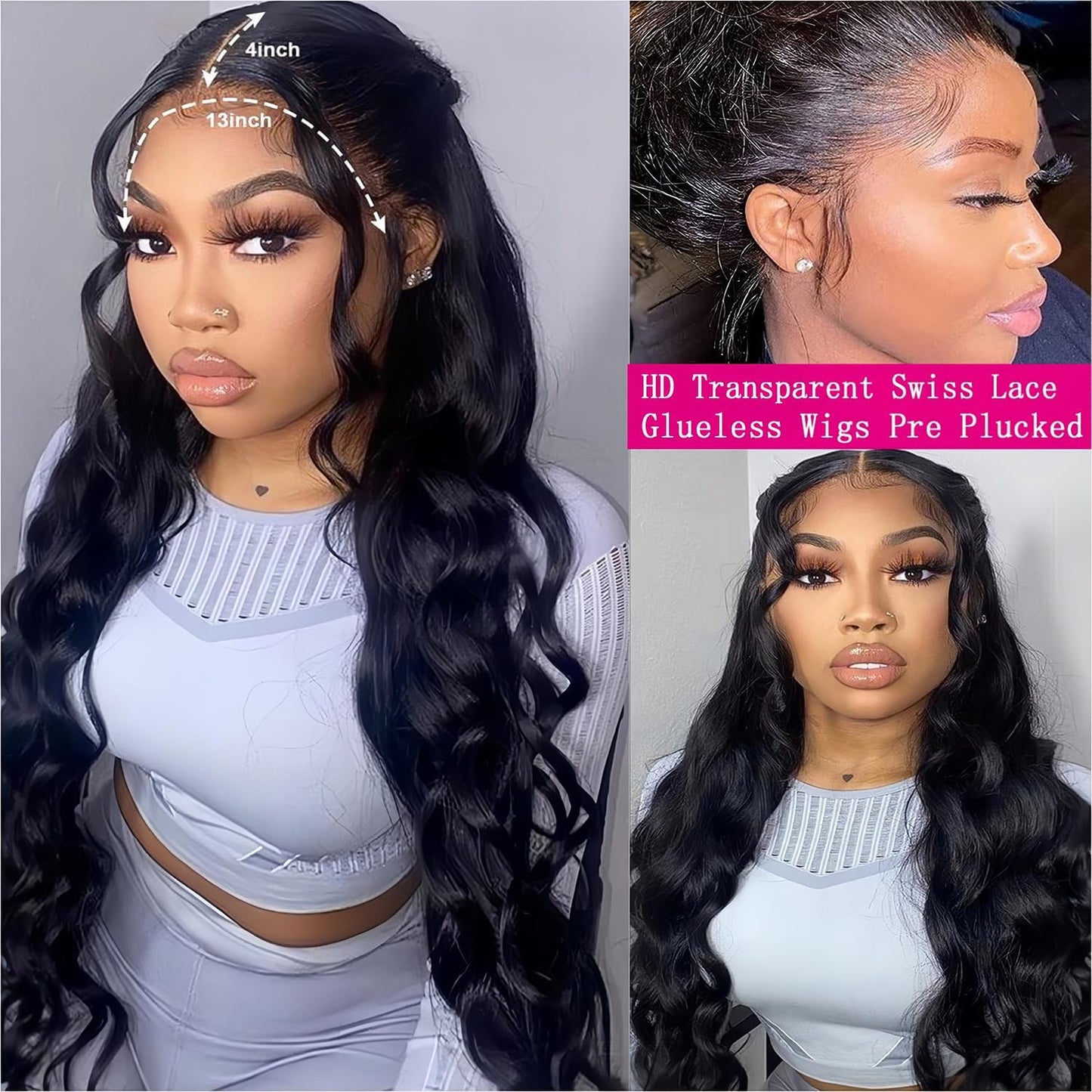 Smilulu 13x4 Lace Front Wigs Human Hair Body Wave Lace Front Wigs Human Hair Pre Plucked 13x4 Hd Lace Frontal Wigs Human Hair Hd Lace Front Wigs for Black Women (20-Inch(Pack of 1))