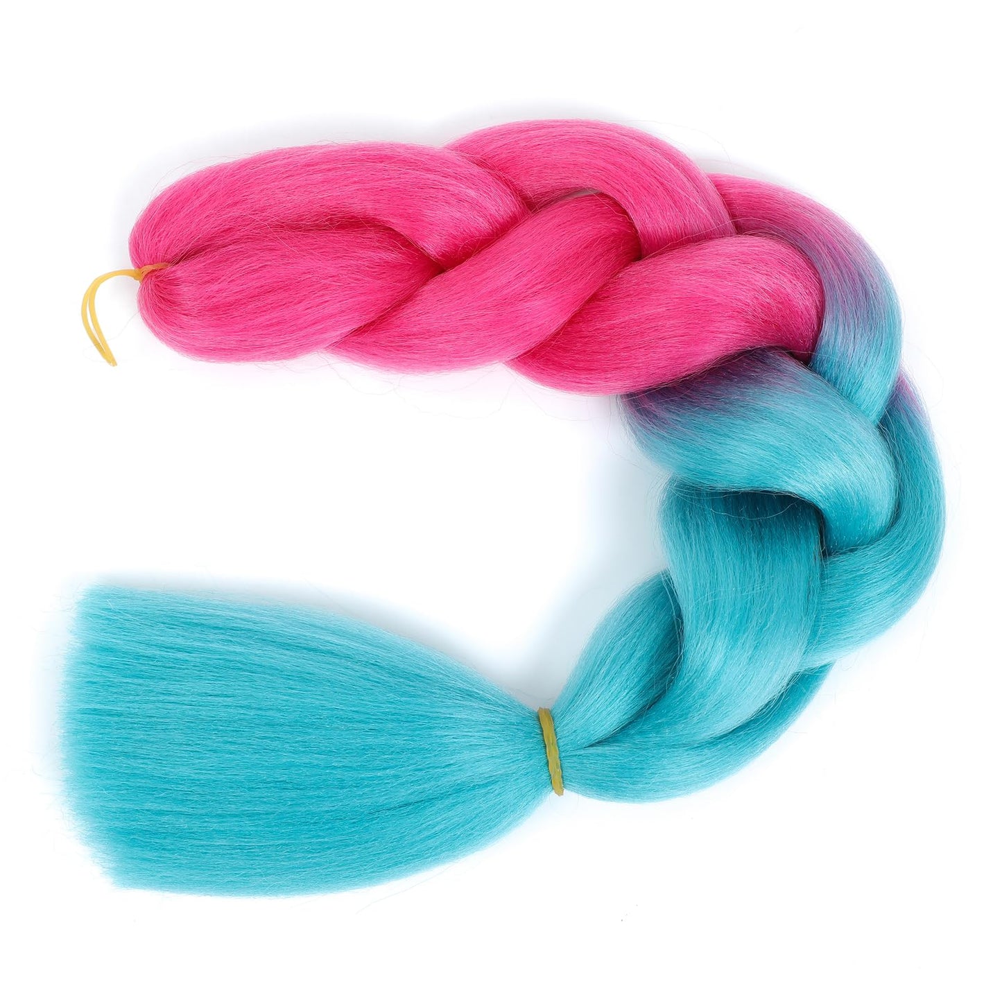 Ombre Braiding Hair 24inch Colored Braiding Hair Pre Stretched Bubble Braids Hair Extensions 3PCS Jumbo Braiding Hair (Peach Pink/Lake Blue)