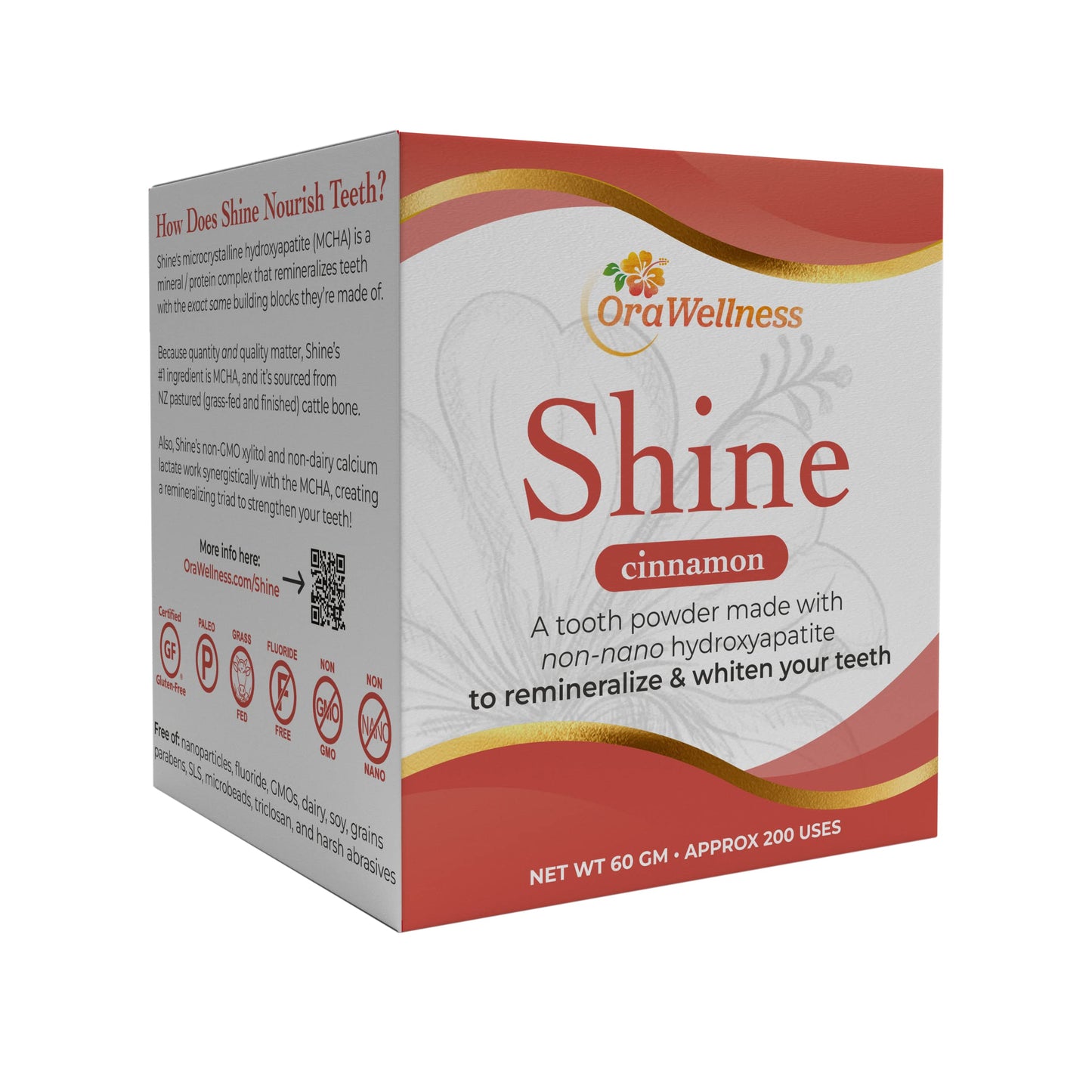 OraWellness Shine Remineralizing Natural Teeth Whitening Powder in Cinnamon + Pack of 3 Healthy Mouth Blend Organic Toothpaste & Mouthwash Alternative Tooth Oil