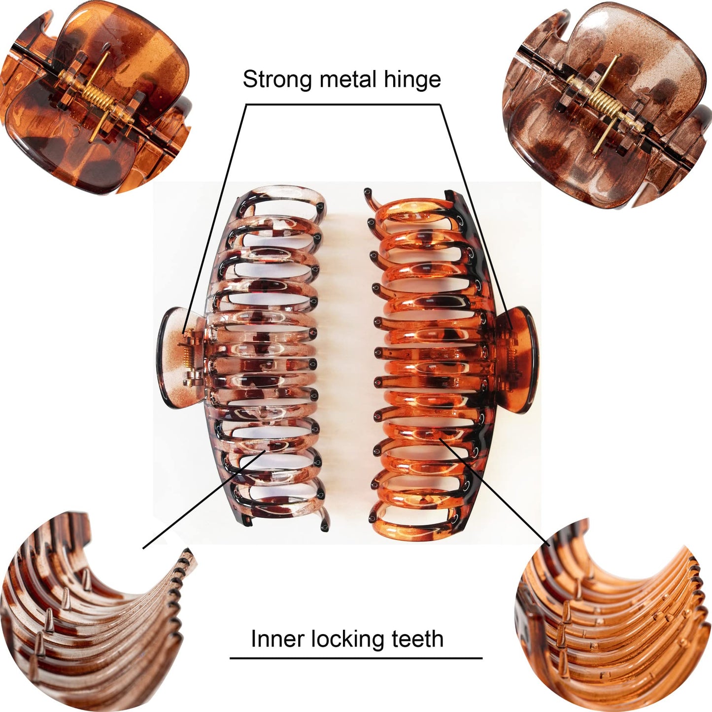 Accglory 5.5 Inches Extra Large Hair Clips for Long Thick Hair Women’s Jumbo Hair Claw Clips 2 Counts in Set Hair Accessories (light leopard and coffee leopard)