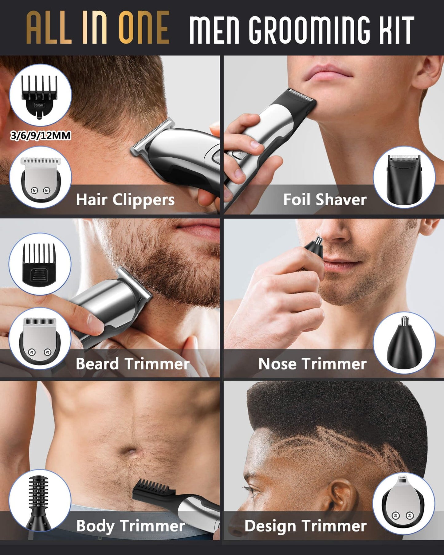 Ufree Beard Trimmer for Men, Electric Razor, Nose Hair Trimmer, Cordless Hair Clippers Shavers for Men, Gifts for Men
