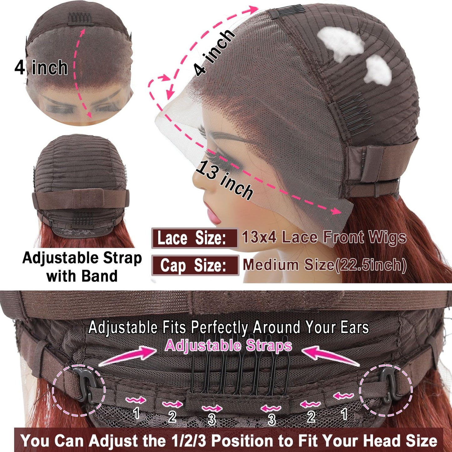 Amadaier Reddish Brown Lace Front Wigs Human Hair 13x4 Auburn Colored Human Hair Wig 180% Density Reddish Brown Body Wave Wig Human Hair HD Lace Human Hair Wigs (20Inch, 13X4 Auburn Body Wave Wig)