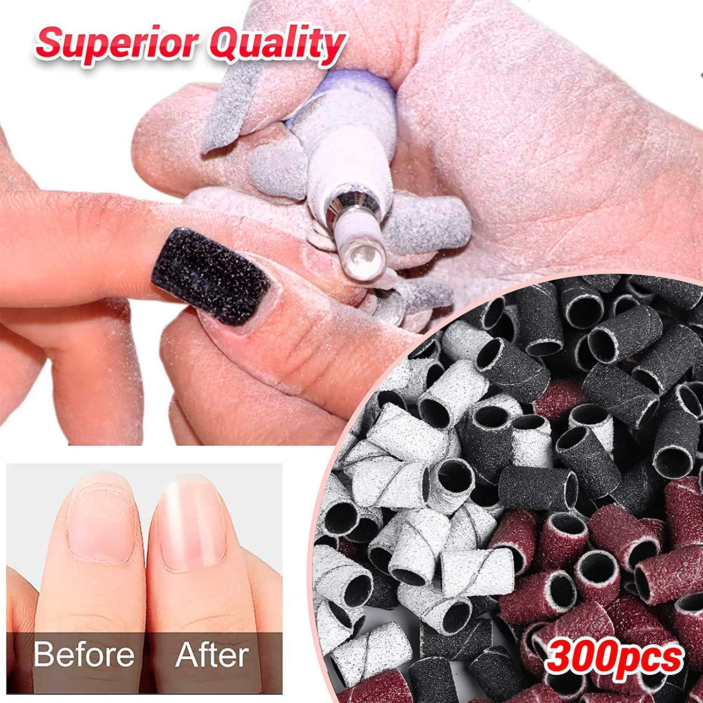 MelodySusie Professional Rechargeable 30000 RPM Nail Drill, Portable E-File with Long Life Battery, Electric Tool for Acrylic Nail Natural Polygel, High Speed, Low Heat with 300Pcs Sanding Bands