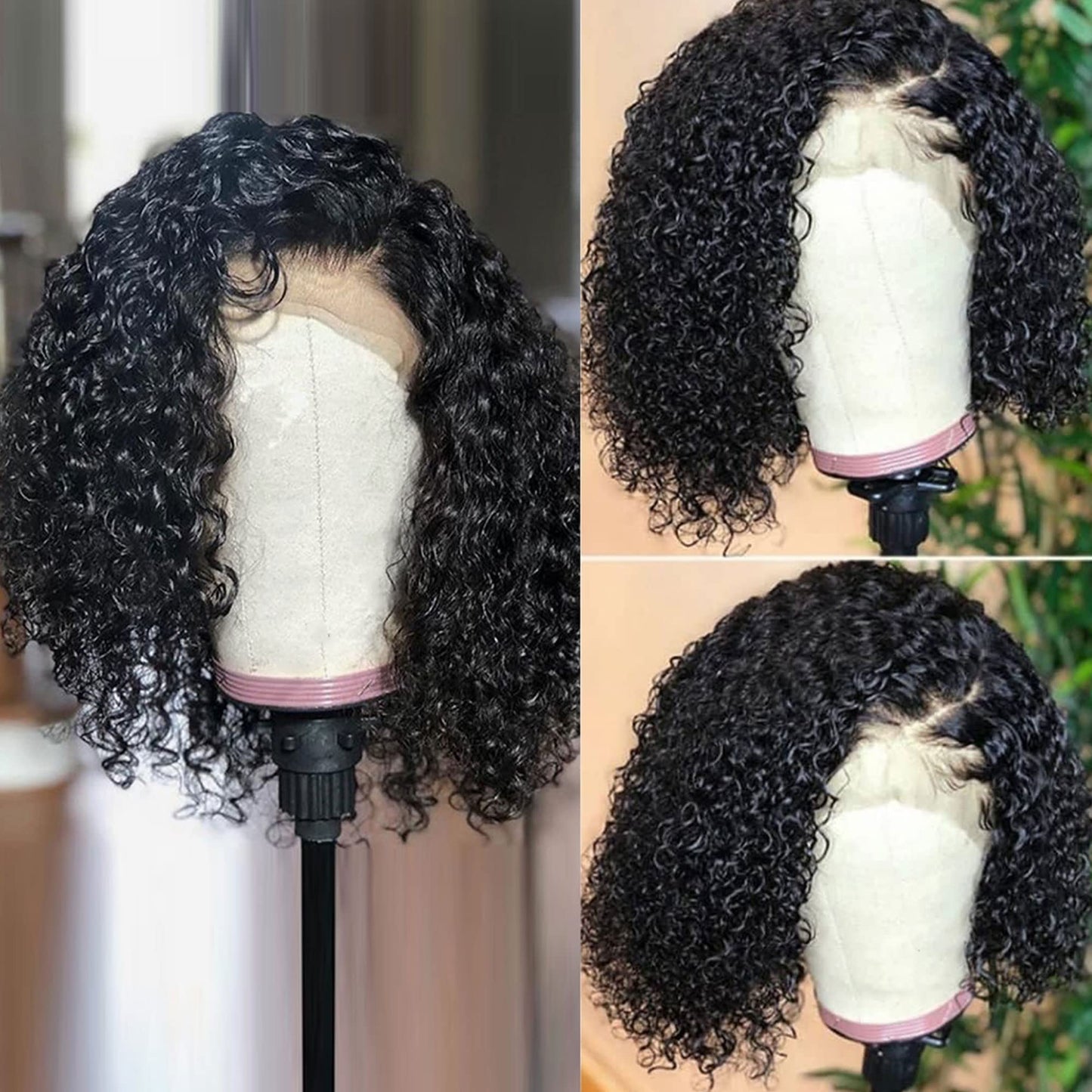 Venice Hair 13x6 Lace Front Human Hair Wigs for Black Women Virgin Curly Human Hair Wigs Short Lace Frontal Wig Pre Plucked with Baby Hair (14 inch, 150% density)