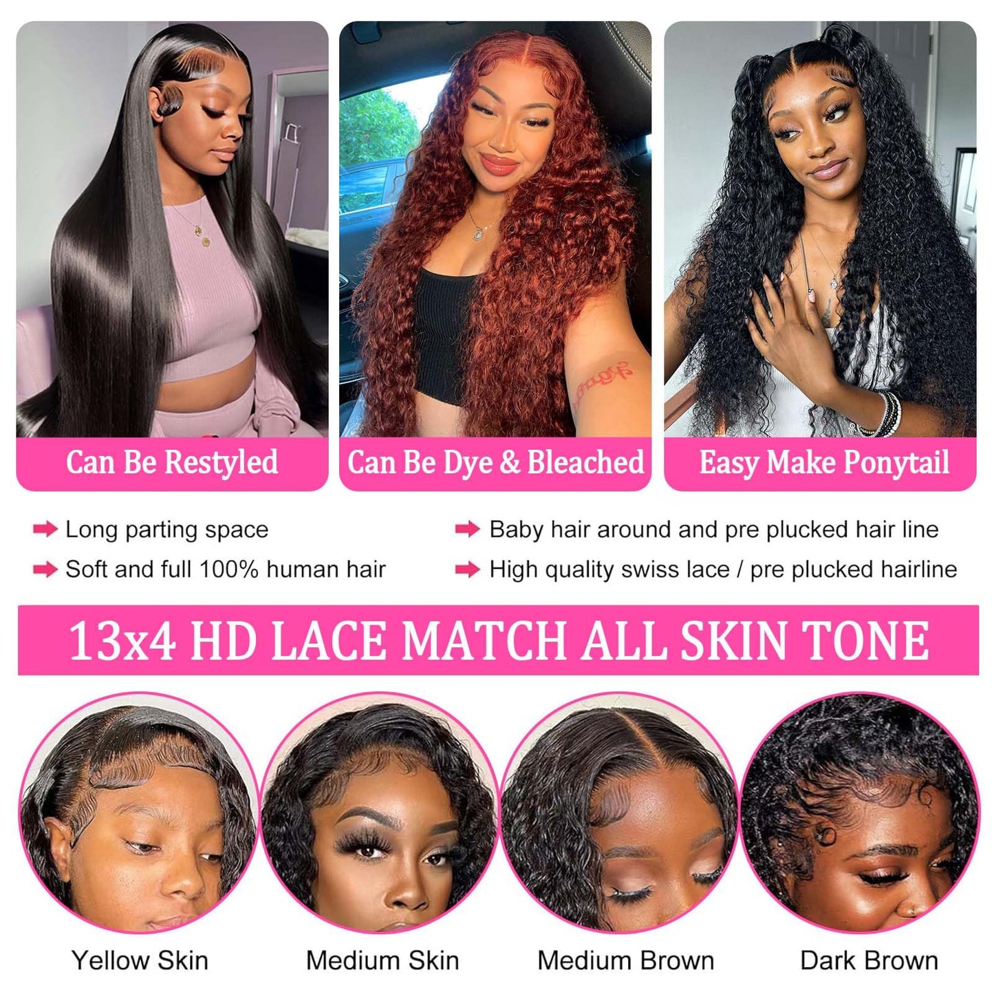 13x4 HD Lace Front Wigs Humair Hair, Deep Wave Lace Front Wigs Human Hair Pre Plucked,150% Density Curly Lace Front Wigs Human Hair Deep Curly Wig For Black Women With Babyhair(20inch Deep Wig)