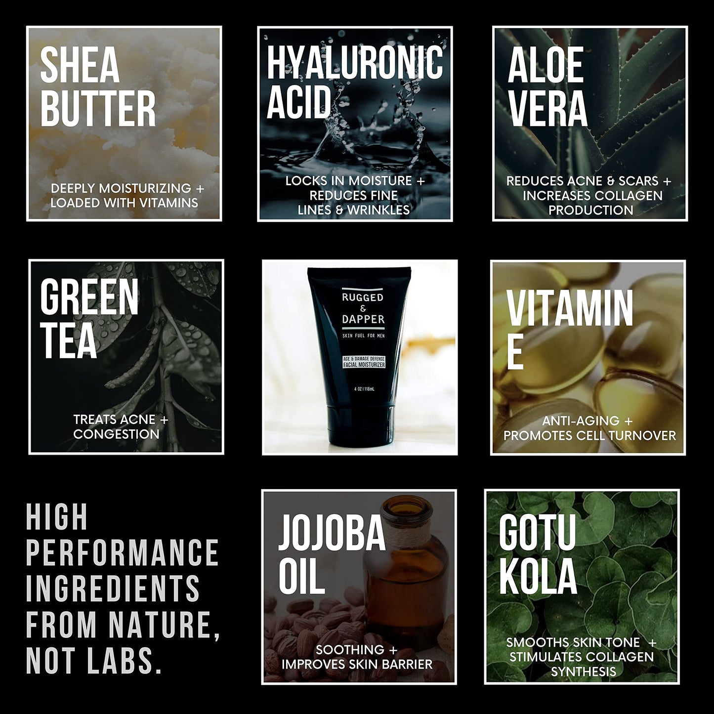 RUGGED & DAPPER Age + Damage Defense Facial Moisturizer, Age Defense Eye Complex and Moisture Fix Lip Balm