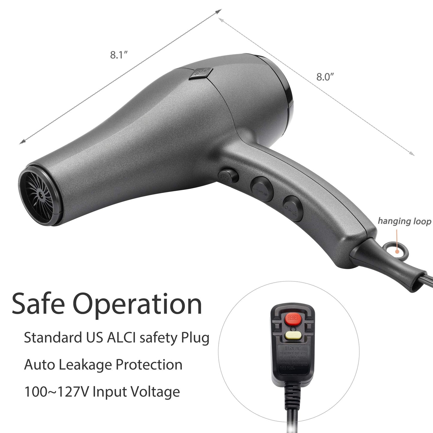 NITION Salon Hair Flat Iron and Hair Dryer with Diffuser/Comb Set