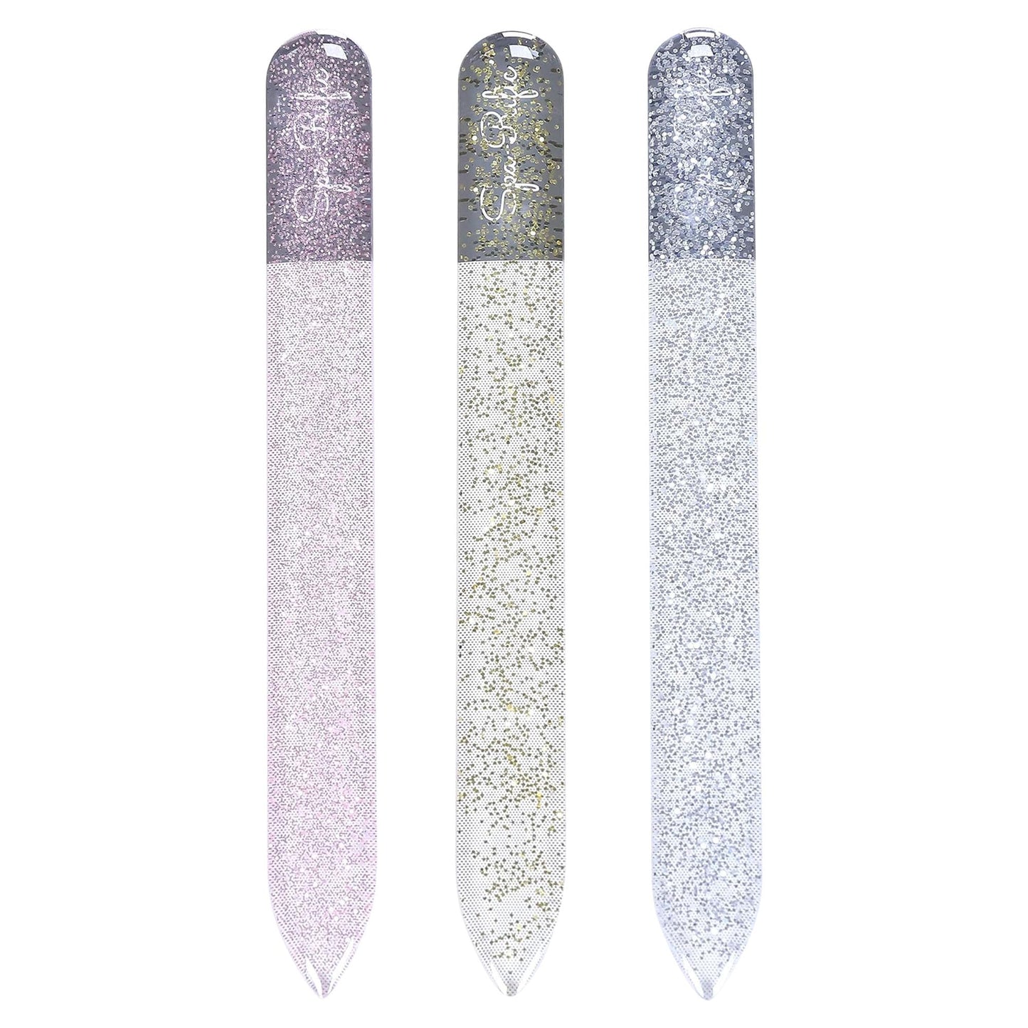 Spa-Rific Nano Laser Etched Glass Manicure Files 3pc Set, Professional Heavy Duty Nail Care Kit for Men, Women, and Adults