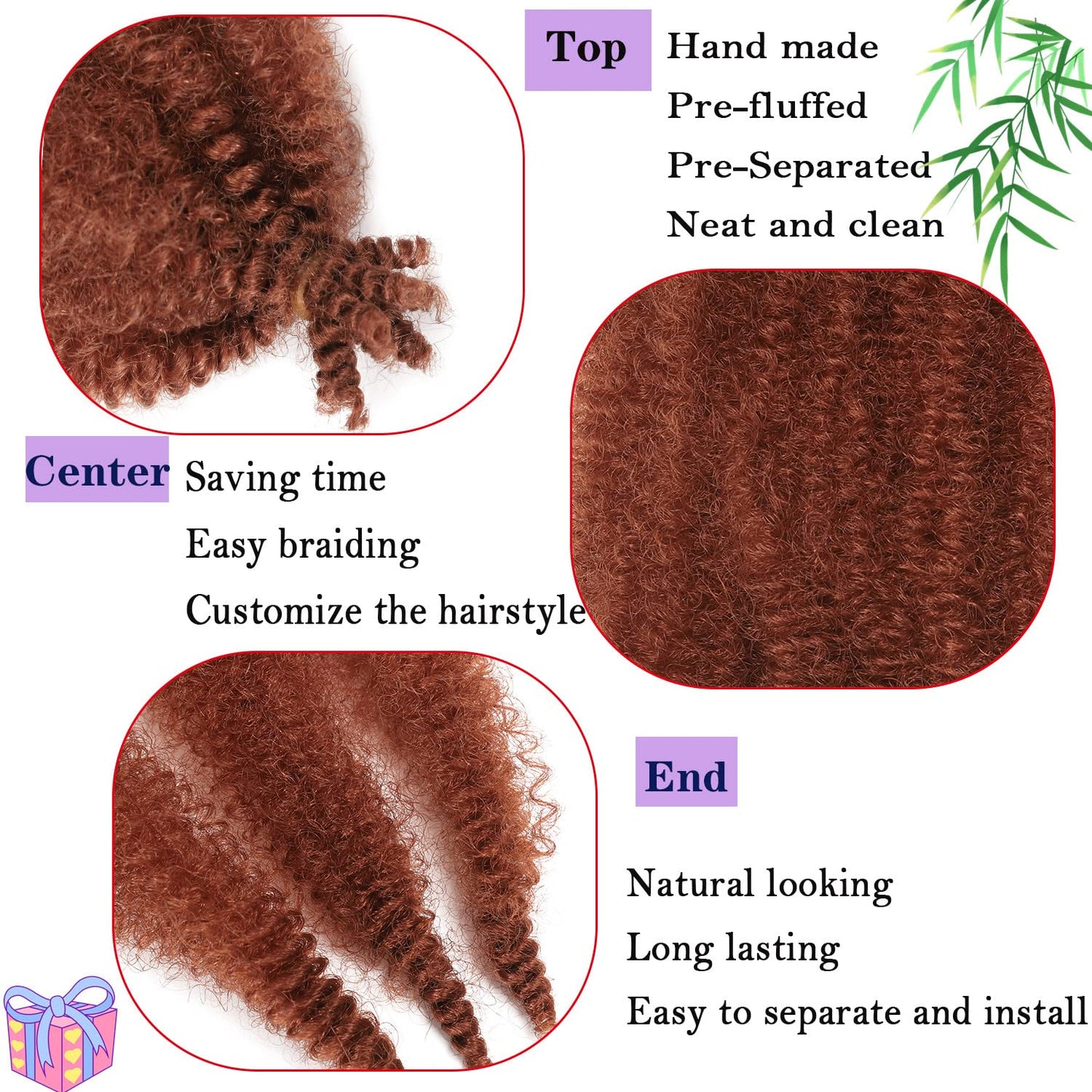 Pre-Separated Marley Twist Braiding Hair 16 Inch Ginger Springy Afro Twist Hair 350 Color for Distressed Butterfly Locs soft locs Crochet Hair Extensions for Black Women (8Packs,350#)