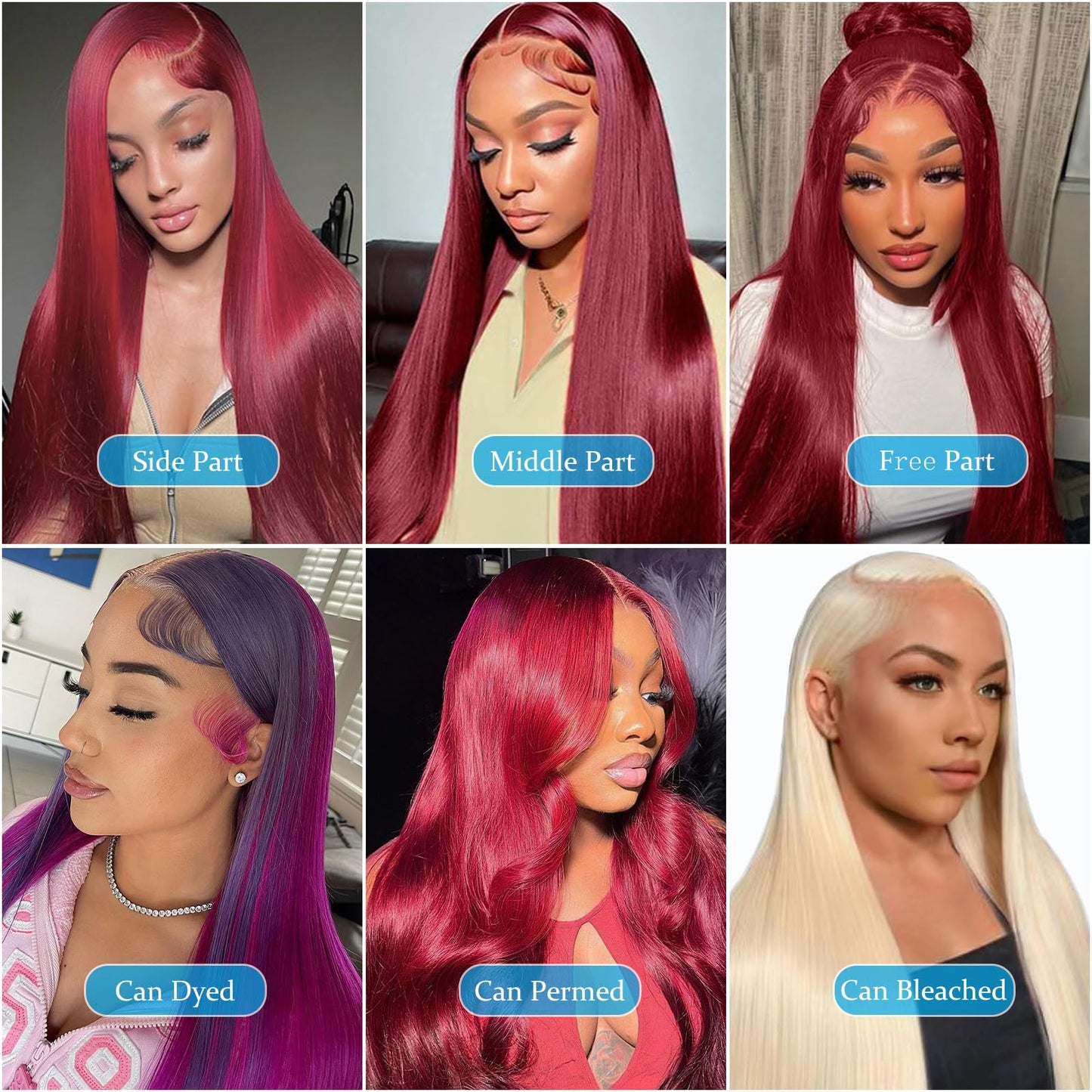 usmoother 99j Burgundy Straight HD Lace Front Human Hair 13x6 Lace Front Wigs Human Hair 200 Density Red Colored Pre Plucked Pre Cut Human Hair Wigs 18 Inch Burgundy Red Human Baby Hair For Women