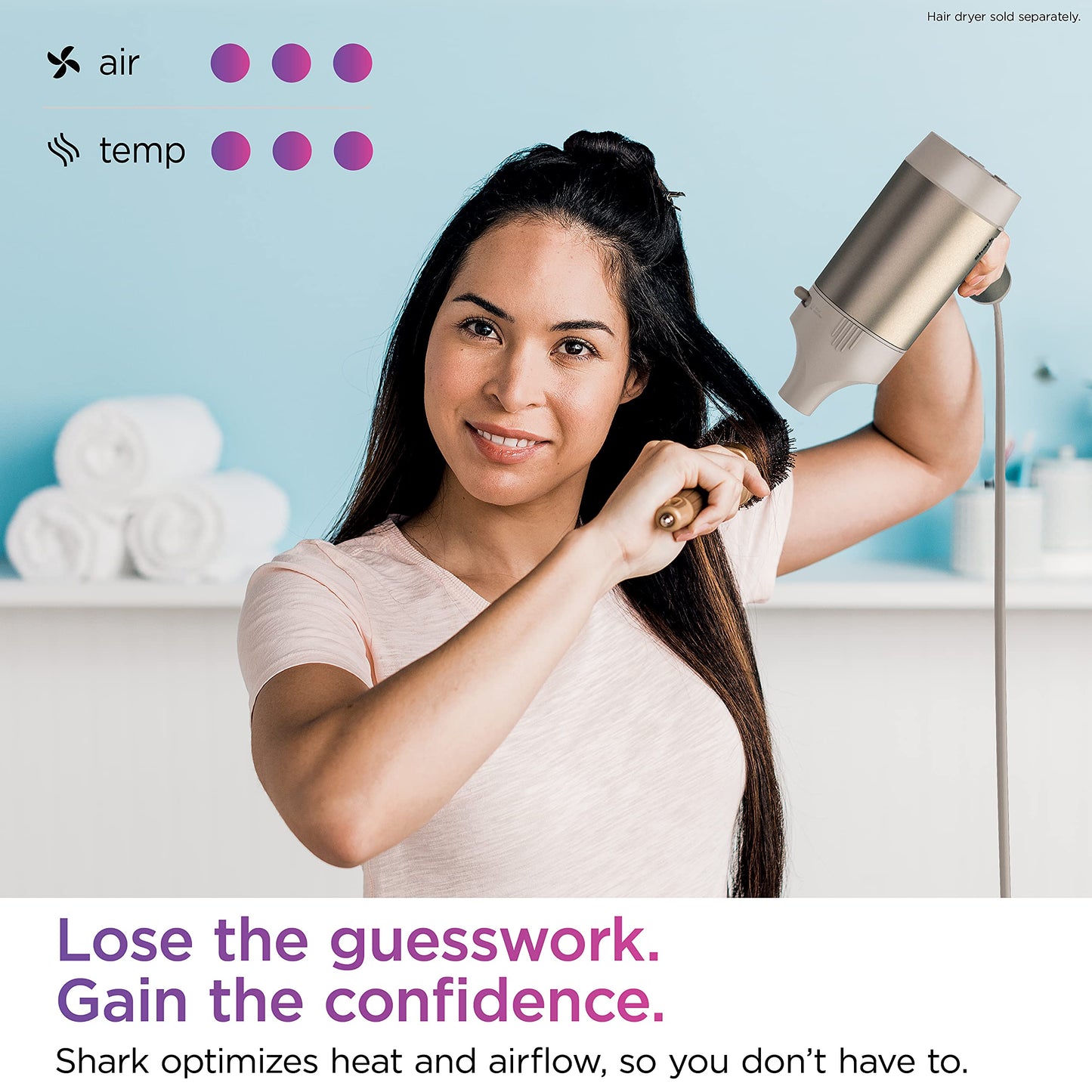 Shark XSKHD121CA IQ 2-in-1 Concentrator, Auto Preset Attachment Nozzle for HyperAIR Blow Dryers, Styling Tool, for Straight, Wavy, and Curly Hair, Frizz-Free, Sleek and Smooth Blowout, Stone