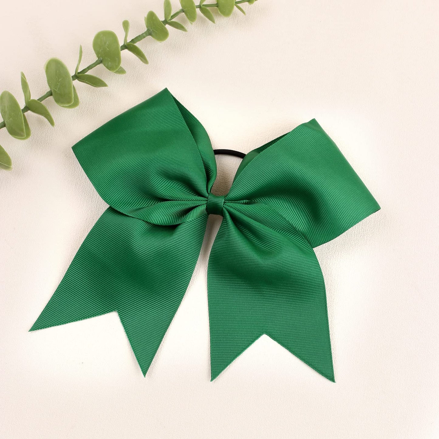 Oaoleer 21PCS 8" Large Cheer Bows Forest Green Bows Jumbo Cheerleader Bow with Ponytail Holder Elastic Band Handmade for Cheerleading Teen Girls College Sports