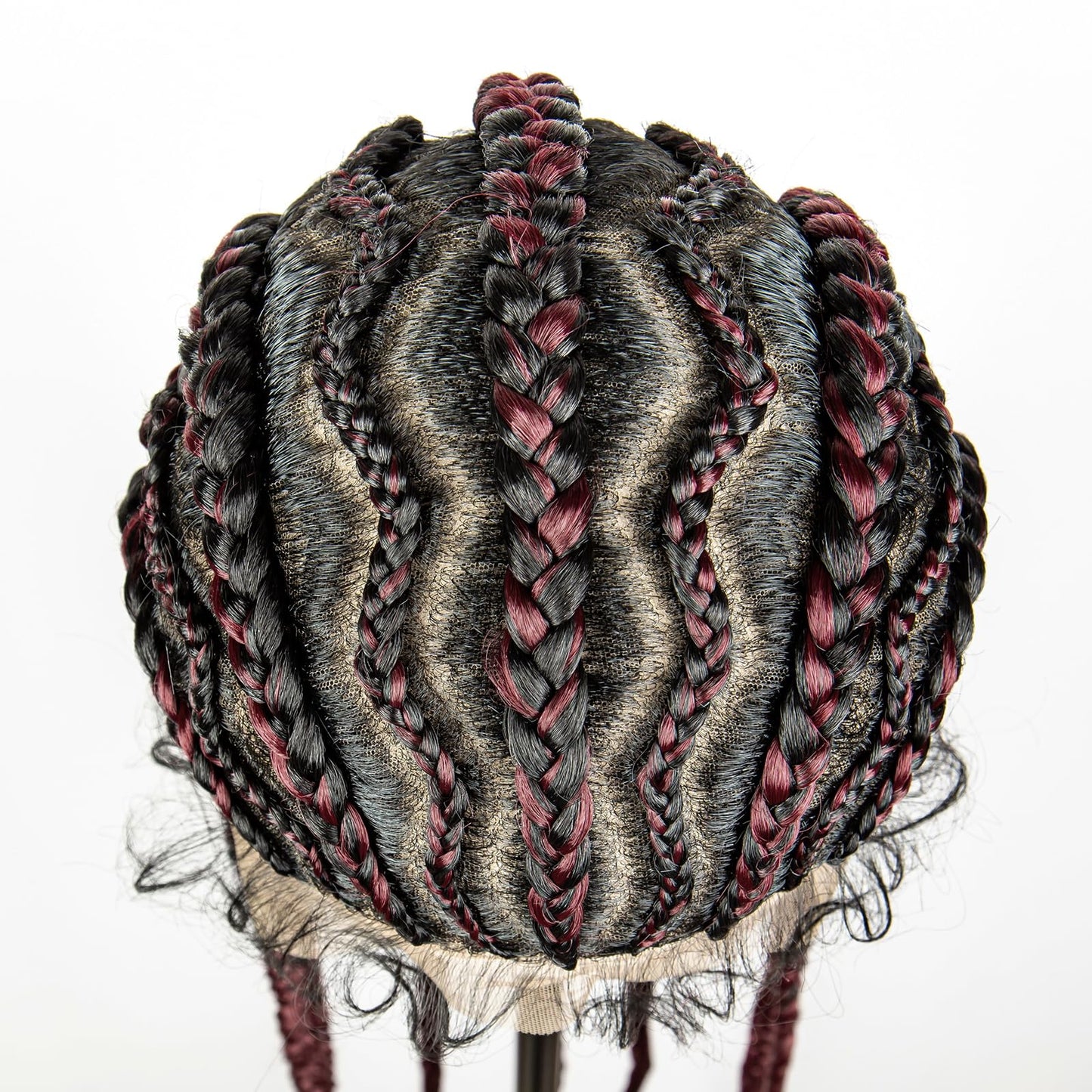 sedittyhair Braided Wigs Synthetic Full Head Lace Wig Braided Wigs for Black Women 36 Inches Braiding Hair Burgundy Color Lace Frontal Lightweight Artificial Braids Wigs with Baby Hair