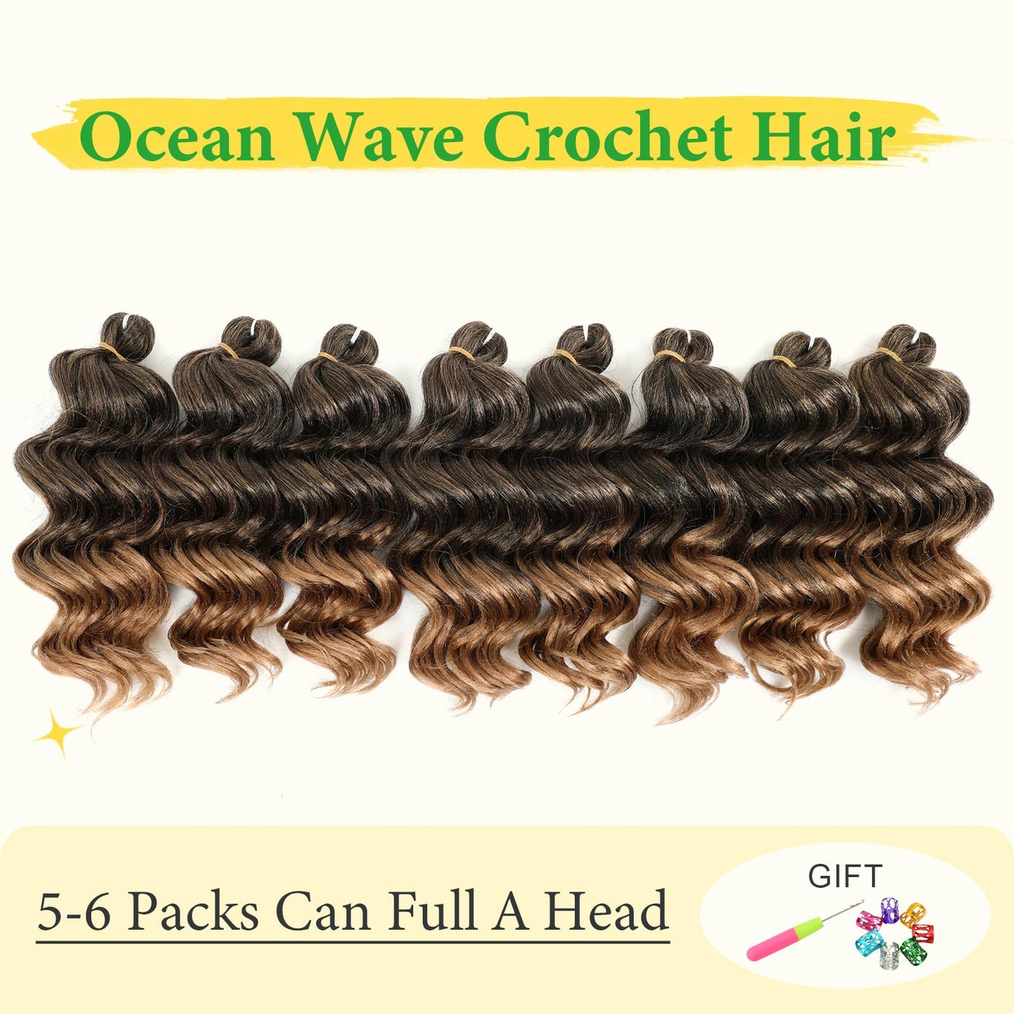 Ocean Wave Crochet Hair 9inch 7Pack Deep Wave Crochet Hair for Black Women Wet And Wavy Crochet Hair Beach Curl Crochet Hair Extensions T27…