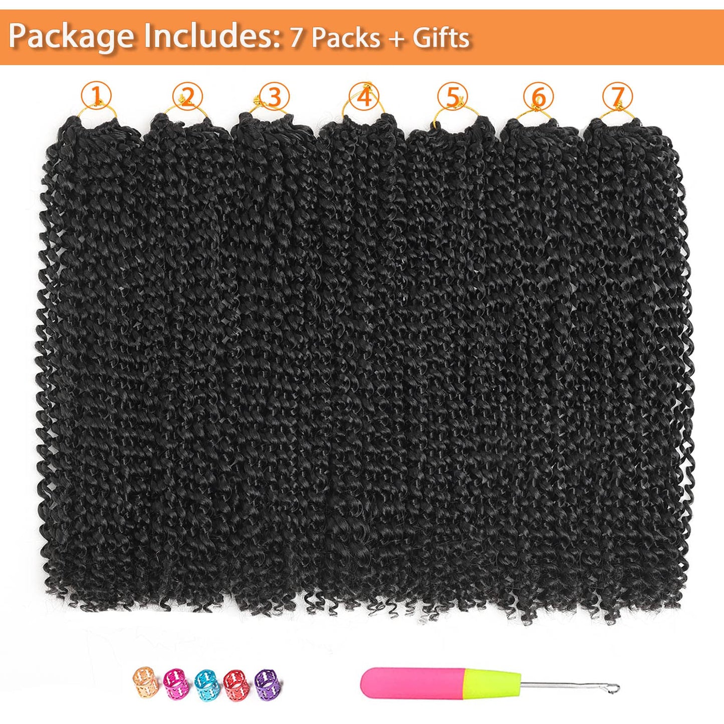 Passion Twist Hair 24 Inch 7 Packs Black Water Wave Crochet Hair for Passion Twists Long Bohemian Braiding Protective Style Hair Extensions, Tangle Free, No odor, Skin Friendly (24 Inch 7 Packs,1B#)