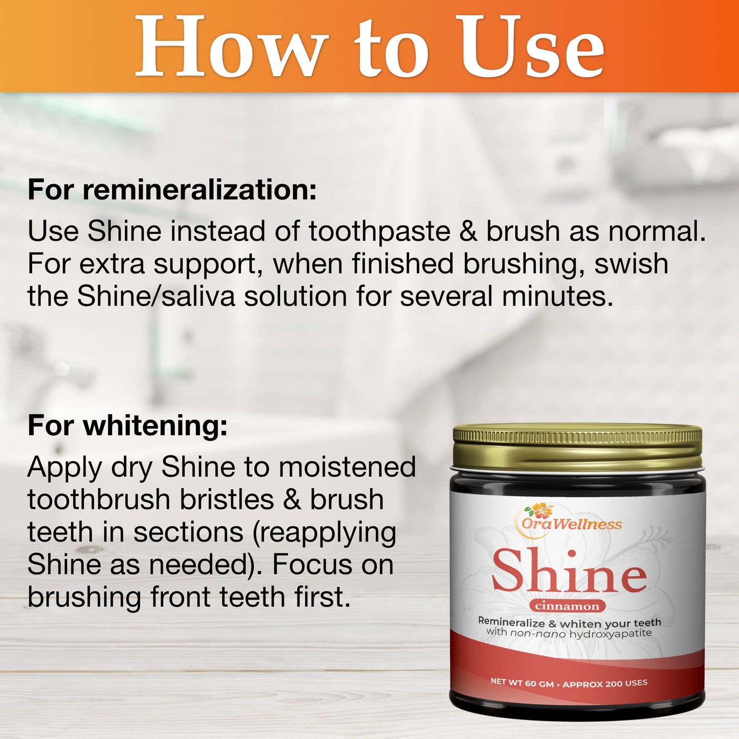OraWellness Shine Remineralizing Natural Teeth Whitening Powder in Cinnamon + Pack of 3 Healthy Mouth Blend Organic Toothpaste & Mouthwash Alternative Tooth Oil