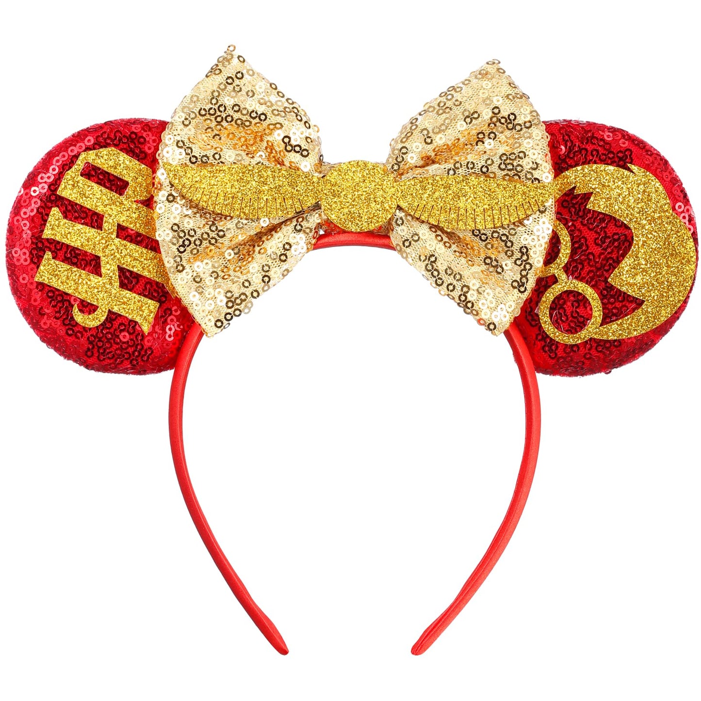 Opzzqz Mouse Ear Headbands for Women Giltter Bow Headband for Girls and Adult Birthday Party Decorations for Halloween Christmas (Harry01A)