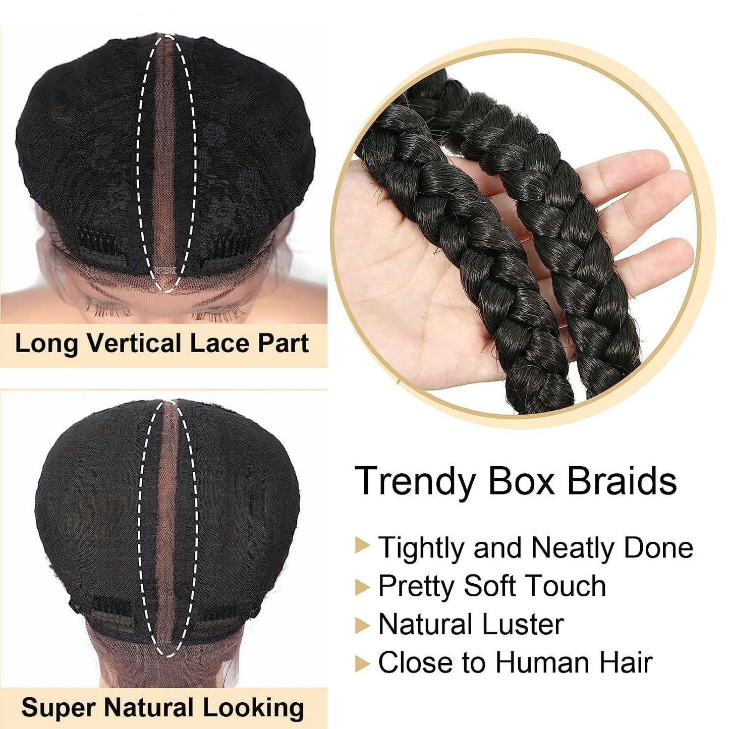 1B/30 Mixed Brown Blonde Double Braided Wigs with Baby Hair Ombre Brown Synthetic Lace Front Wigs for Women Long Synthetic Lace Frontal Large Dutch Box Braided Wigs Daily Cosplay Party Use