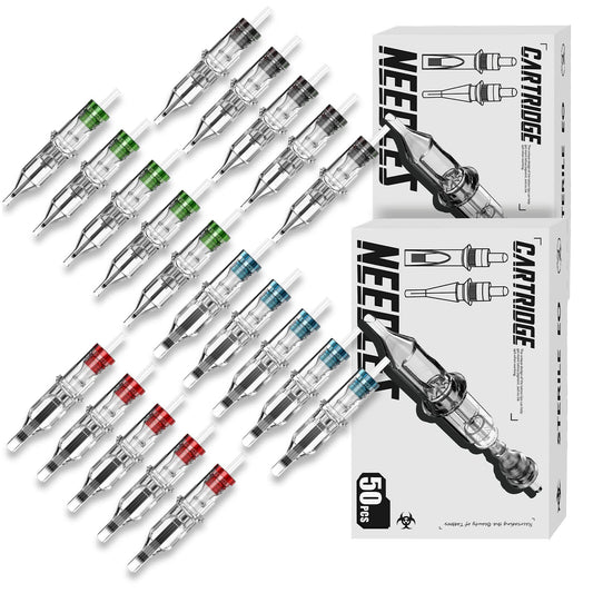 Wormhole Tattoo Cartridge Needles 50pcs Assorted Tattoo Needle Cartridges Mixed 3RL 7RL 7RS 9RM 9M1 Round Liner Shader Magnum Round Magnum Disposable Tattoo Needles Cartridge for Tattoo Artist