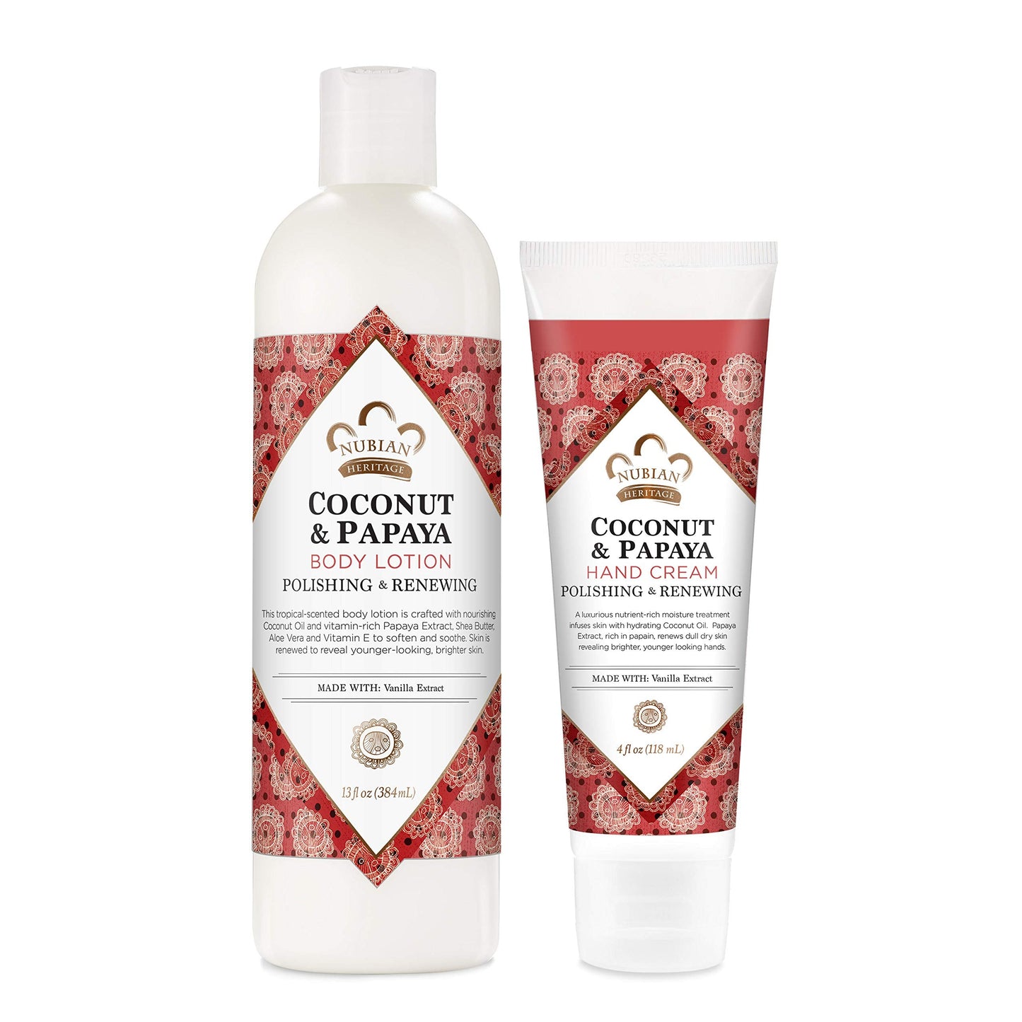 Nubian Heritage Lotion Skincare Bundle Moisturizer for Dry, Dull Skin Coconut and Papaya Renewing and Hydrating Pack of 2