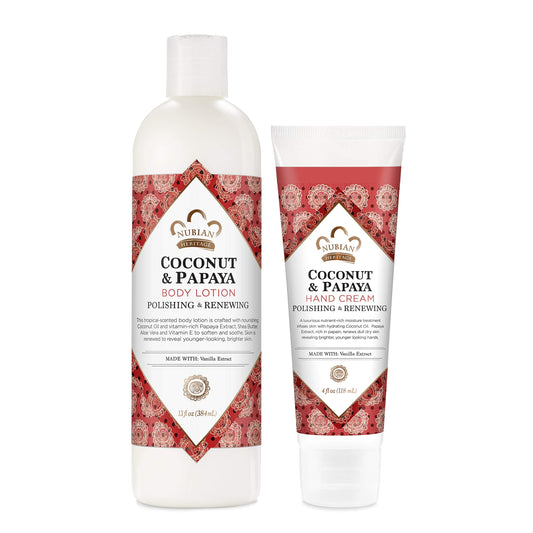 Nubian Heritage Lotion Skincare Bundle Moisturizer for Dry, Dull Skin Coconut and Papaya Renewing and Hydrating Pack of 2