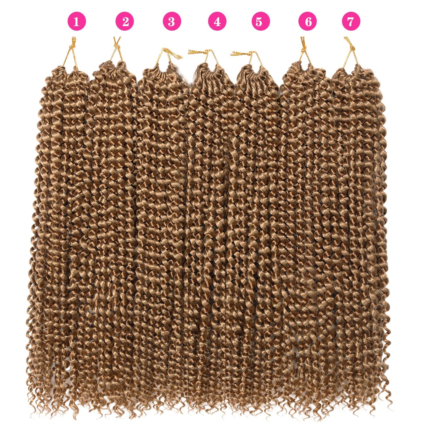 Ubeleco 18 Inch Passion Twist Hair, Blonde Water Wave Crochet Hair for Women Passion Twist Crochet Hair 22 Strands/Pack Long Bohemian Synthetic Curly Passion Twists Braiding Hair Extensions(7pcs,#27)