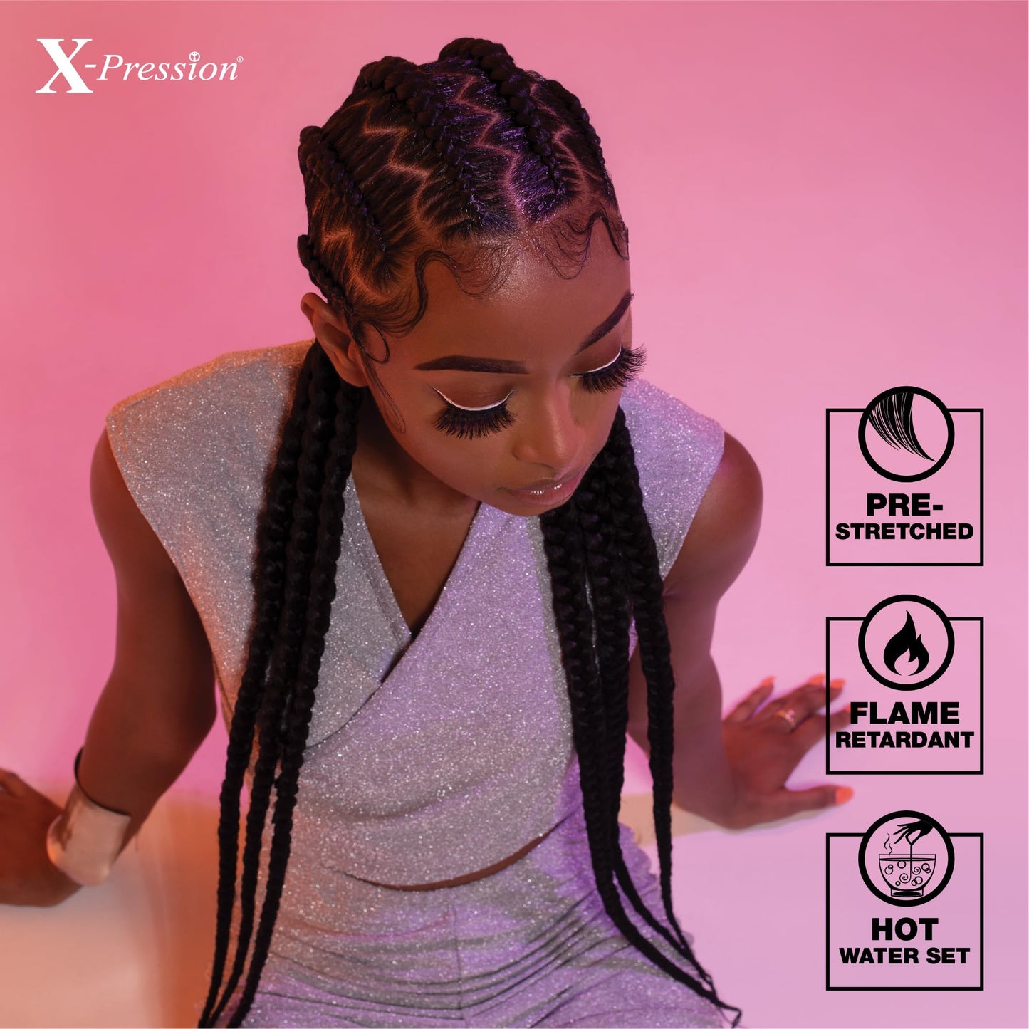Sensationnel Xpression prestretched braiding hair - 3x xpression 58-inch flame retardant smooth yaki braid - 3x x-pression 58 inch (2 pack, 3T2/27/613)