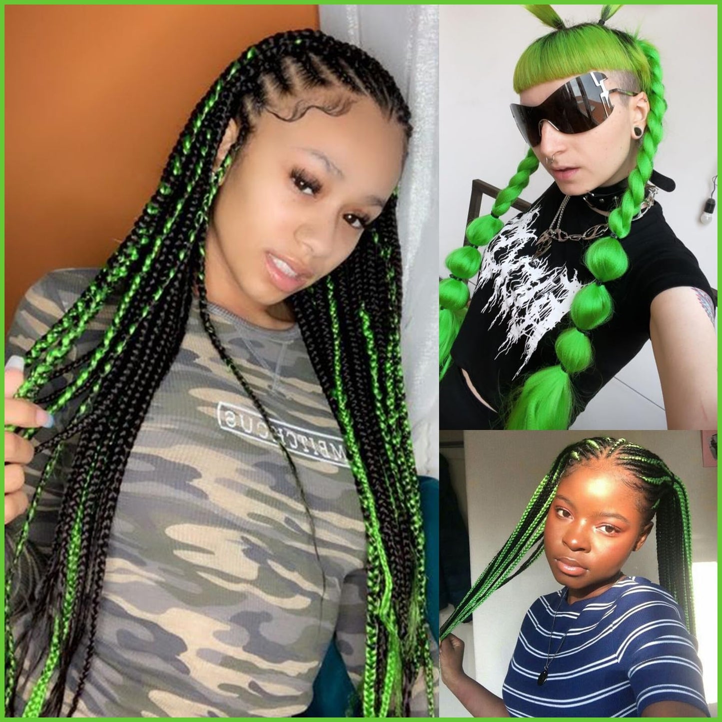 Neon Green Braiding Hair Pre Stretched 2 Packs Box Braids Hair Extensions 26 Inches Synthetic Pre Stretched Braiding Hair