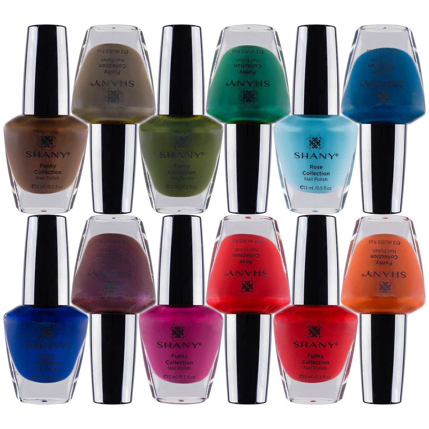 SHANY Cosmetics Nail Polish Set - 12 Bold and Quirky Shades in Gorgeous Semi Glossy and Shimmery Finishes - Funky Collection (Pack of 4)