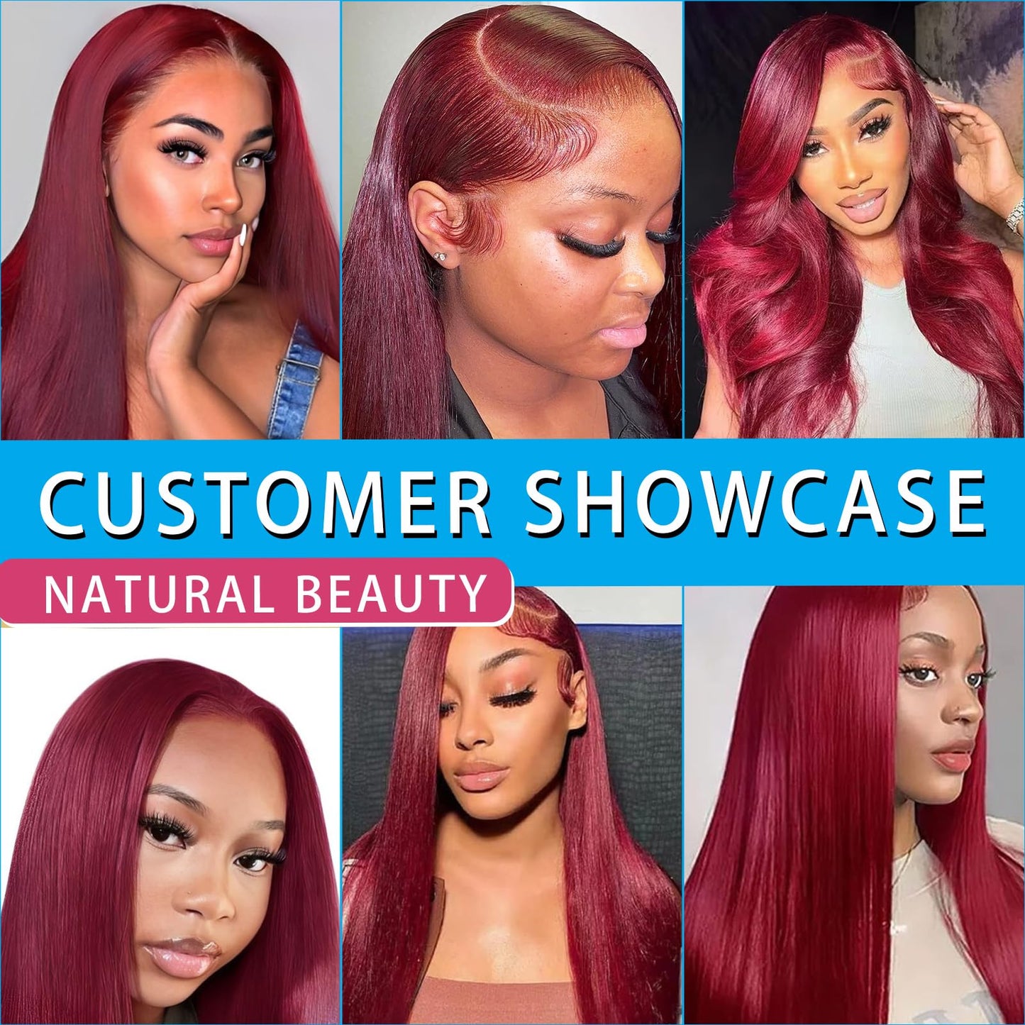 usmoother 99j Burgundy Straight HD Lace Front Human Hair 13x6 Lace Front Wigs Human Hair 200 Density Red Colored Pre Plucked Pre Cut Human Hair Wigs 18 Inch Burgundy Red Human Baby Hair For Women