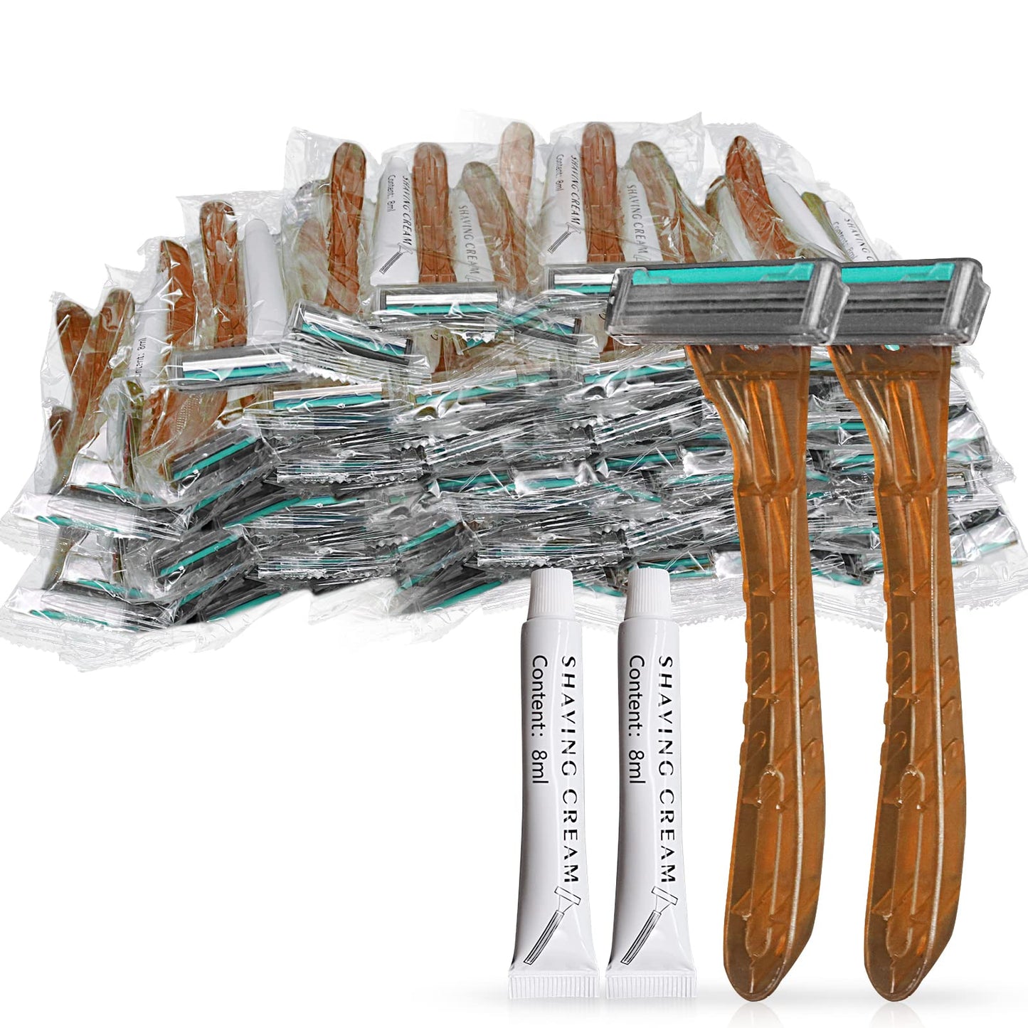 (200 Pack) Kheoxusa Disposable Razors,Bulk Razors Disposable,Twin Blade Disposable Razors,Razors for Men Disposable,Men's Disposable Shaving Razors,Disposable Razor,Individually Wrapped Razors(Coffee)