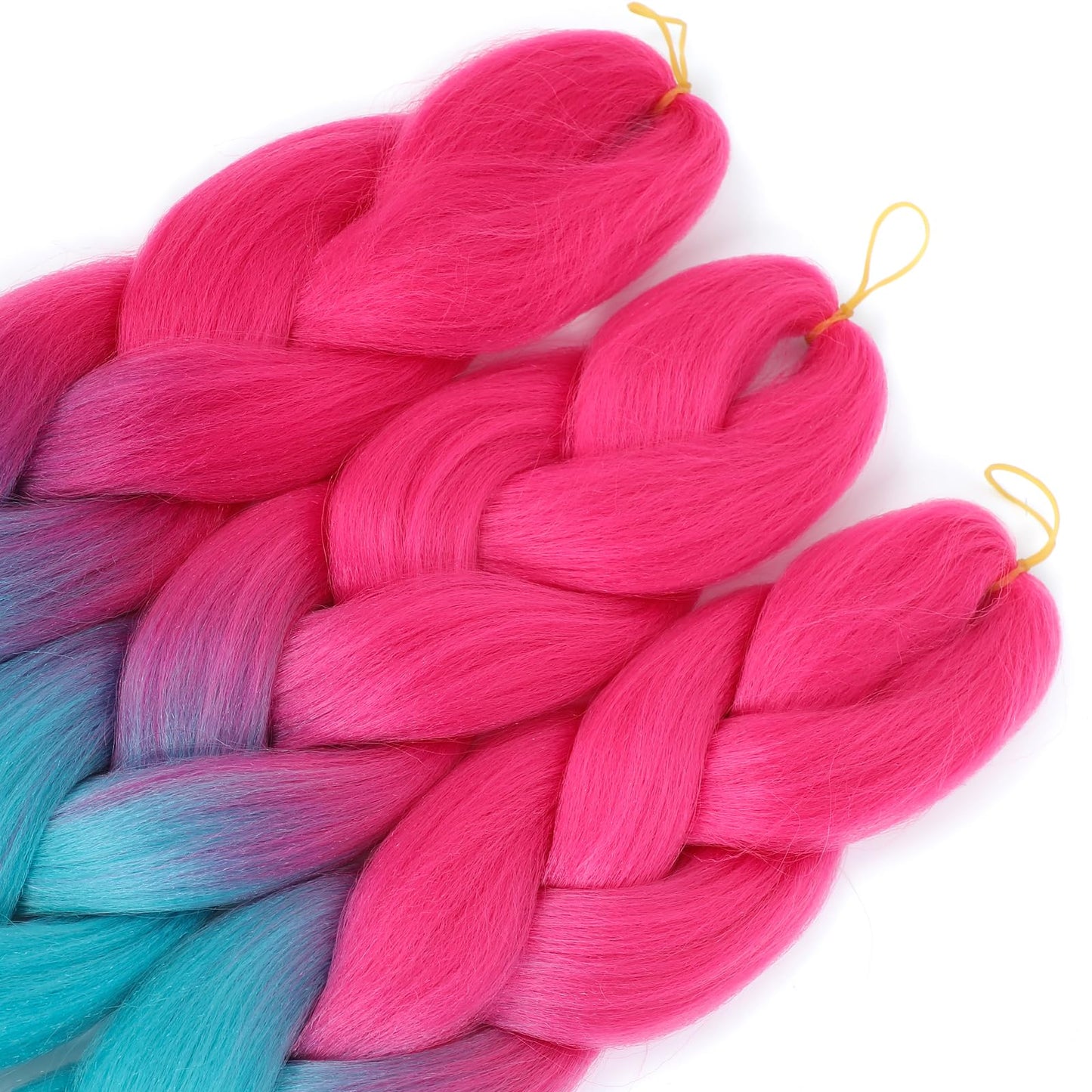 Ombre Braiding Hair 24inch Colored Braiding Hair Pre Stretched Bubble Braids Hair Extensions 3PCS Jumbo Braiding Hair (Peach Pink/Lake Blue)