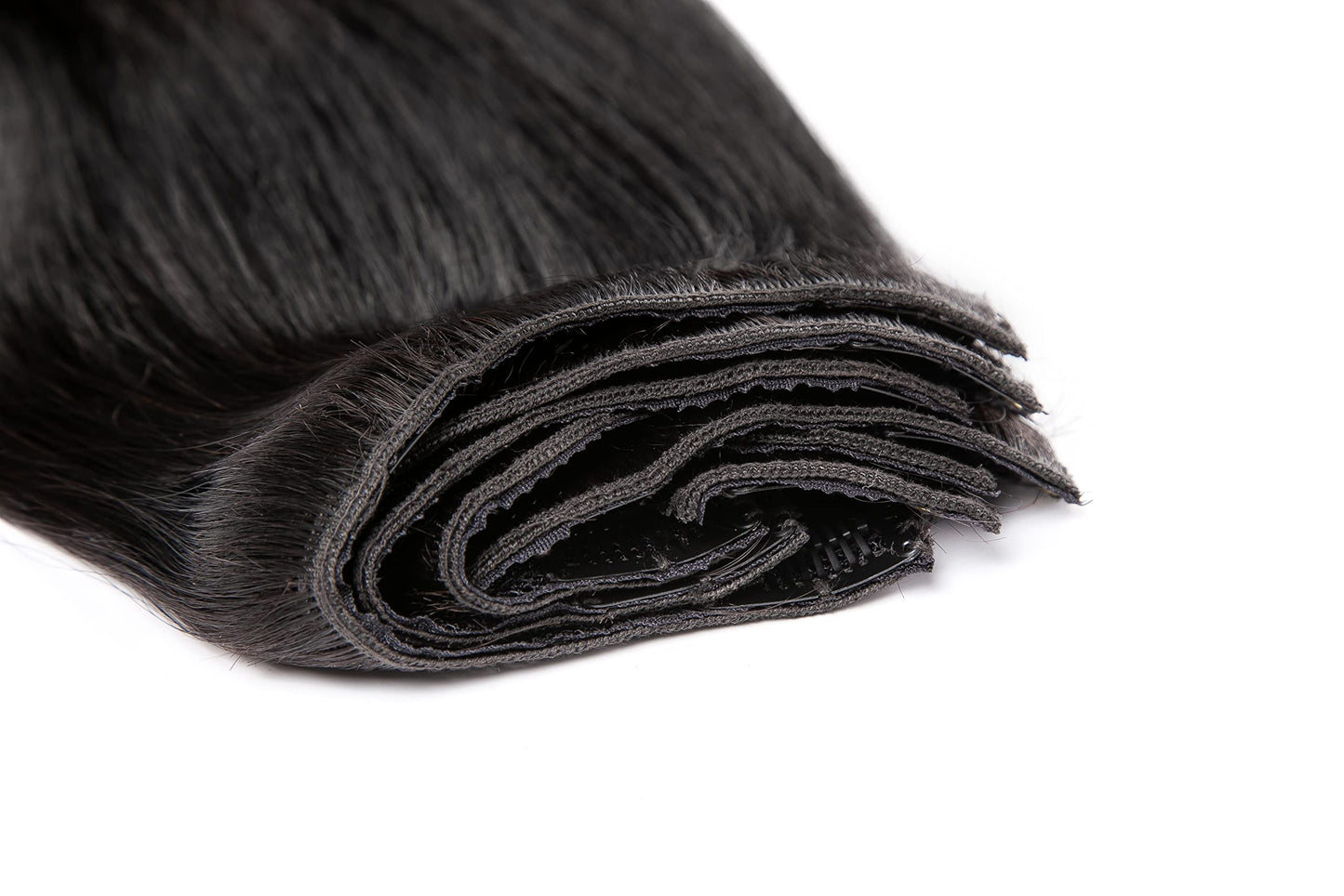 Straight Human Hair Clip in Hair Extensions 100% Unprocessed Full Head Brazilian Virgin Hair Natural Black Color,Double Wefts,8/Pcs with 18Clips,130Gram (20 Inch)