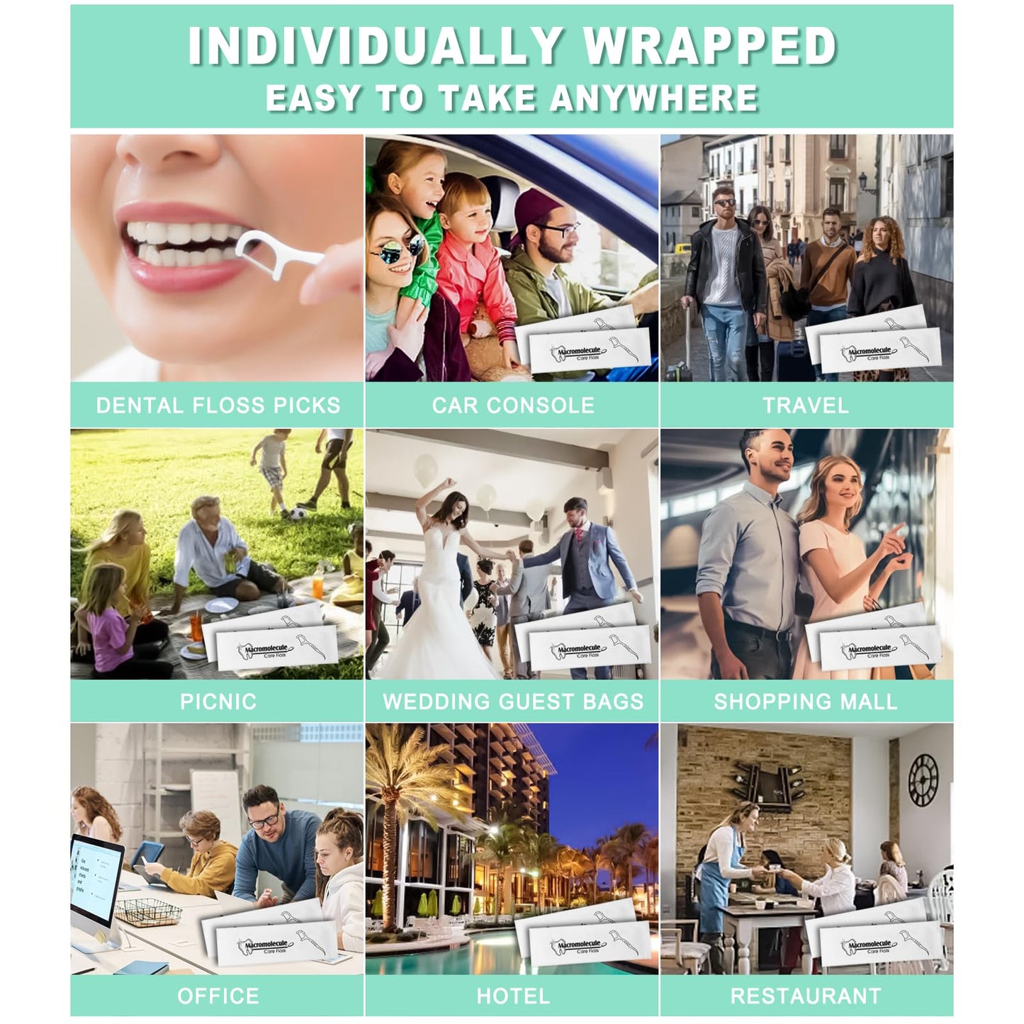 200 Pack Dental Flossers Each Individually Wrapped, Floss Singles Bag, Travel Hotel Restaurant Office Car Dental Floss, Floss Picks Oral Care